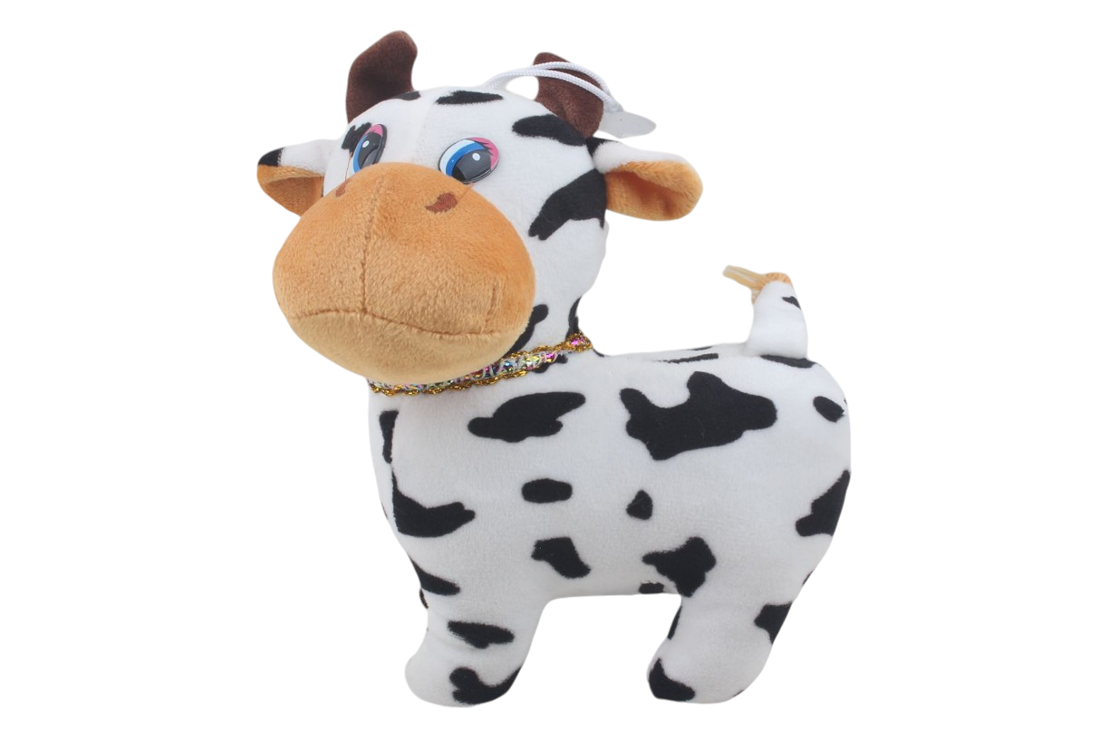 Vaca de Peluche Blanca con Manchas Negras