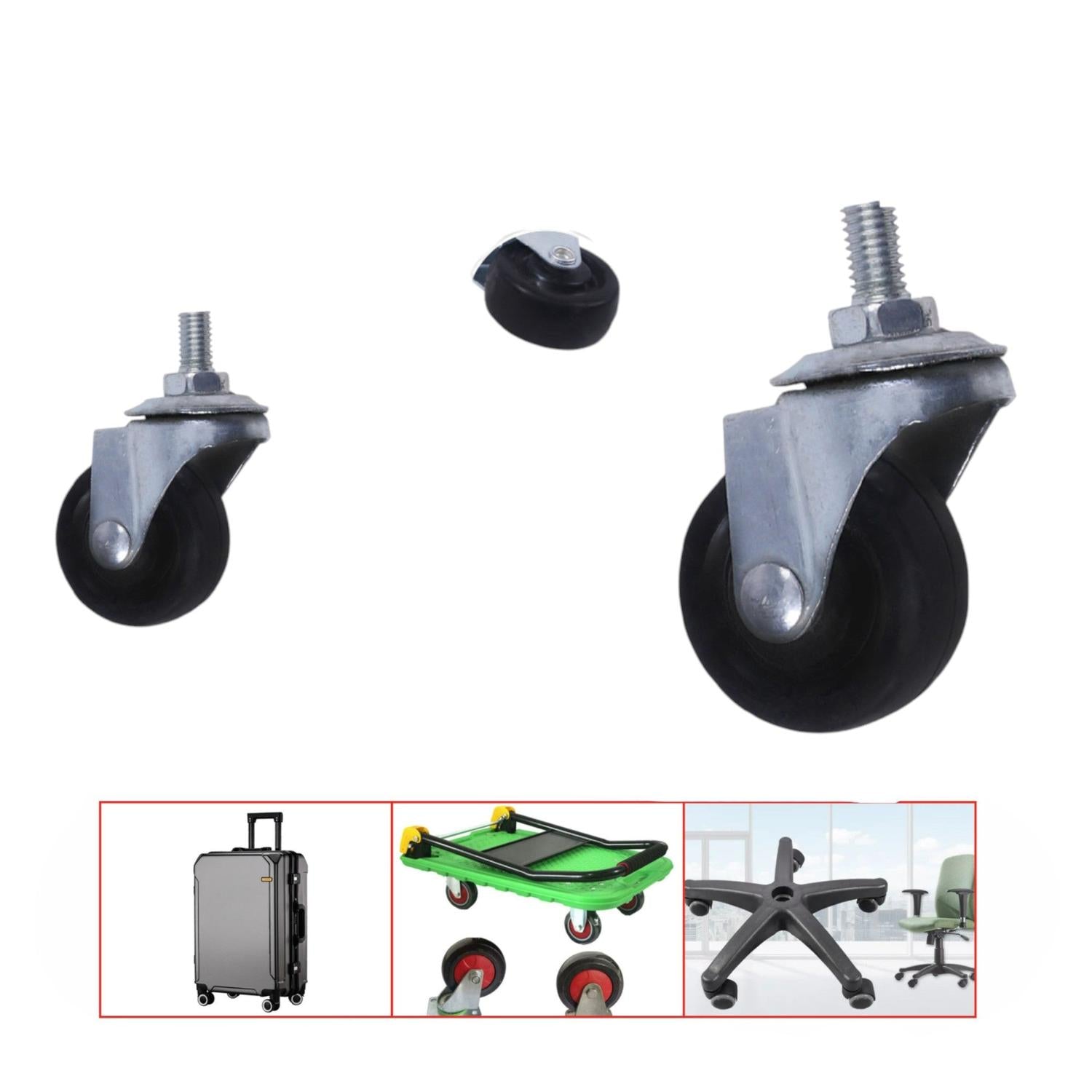 Rueda giratoria de goma industrial de 2.5 pulgadas con vástago