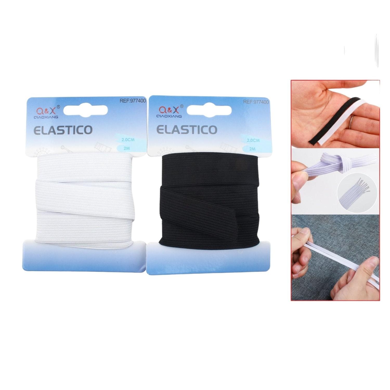 Banda Elástica Plana 2.0Cm*2M Blanco Y Negro