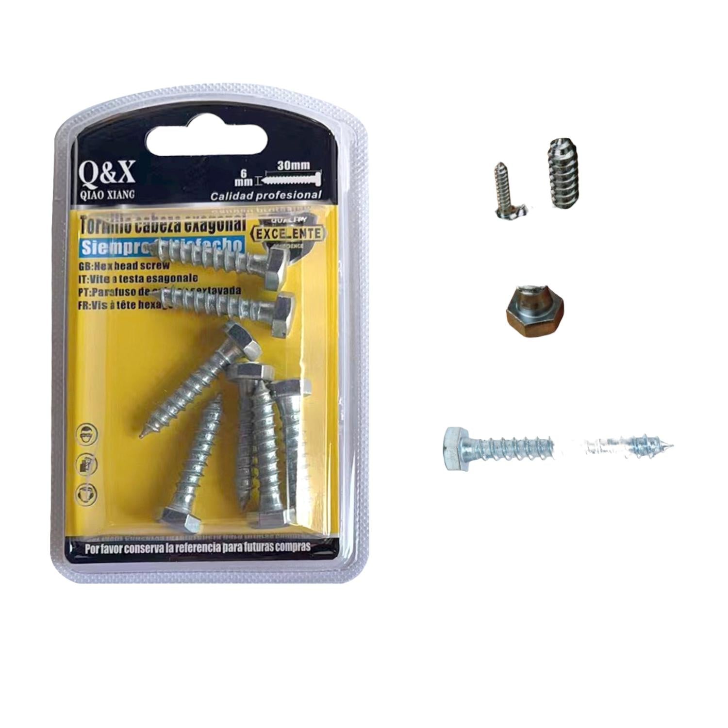 Tornillos Para Madera Hexagonales 6X30