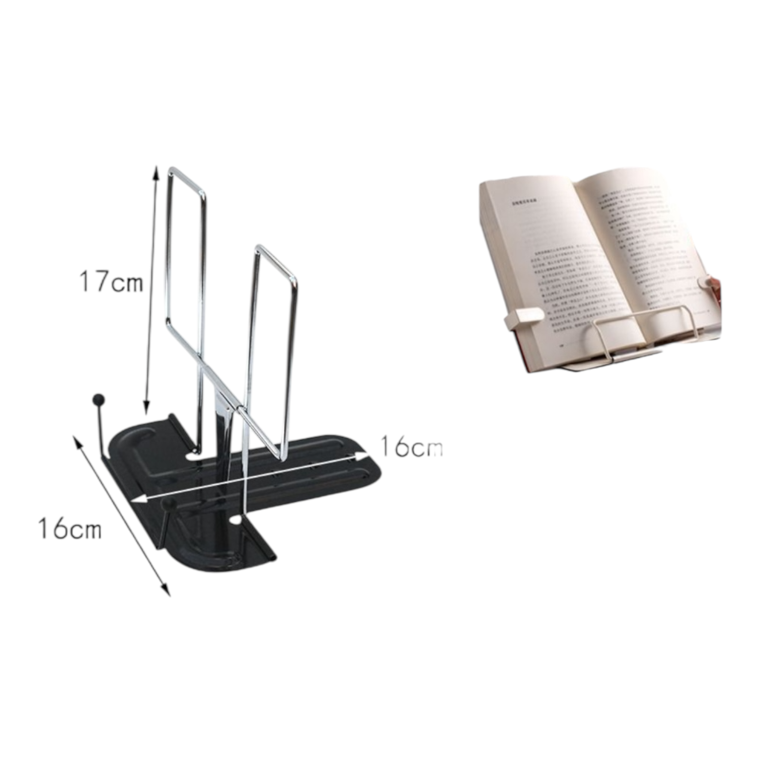 Soporte metálico para libros negro