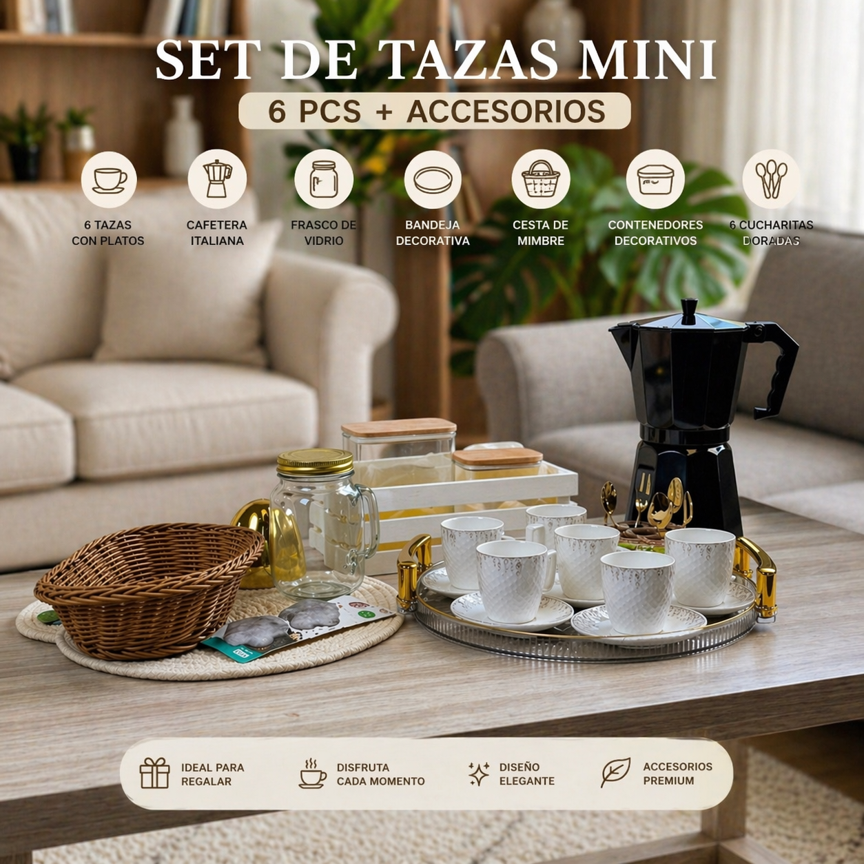 Set de Tazas Mini 6 pcs + Accesorios