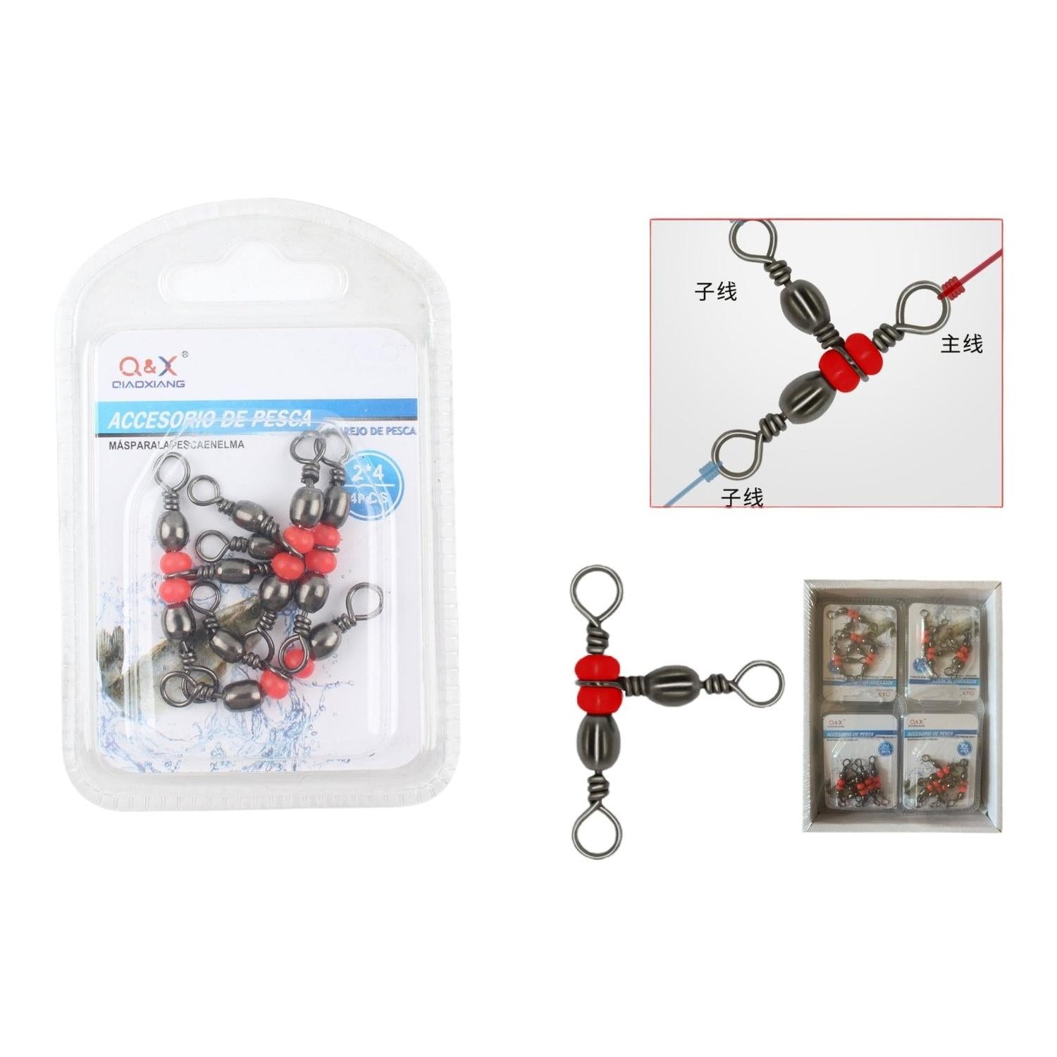 (Accesorios Para Aparejos De Pesca) Negro Japonés Nuevo De Tres Puntas 2*4 Tamaño 4 Uds.