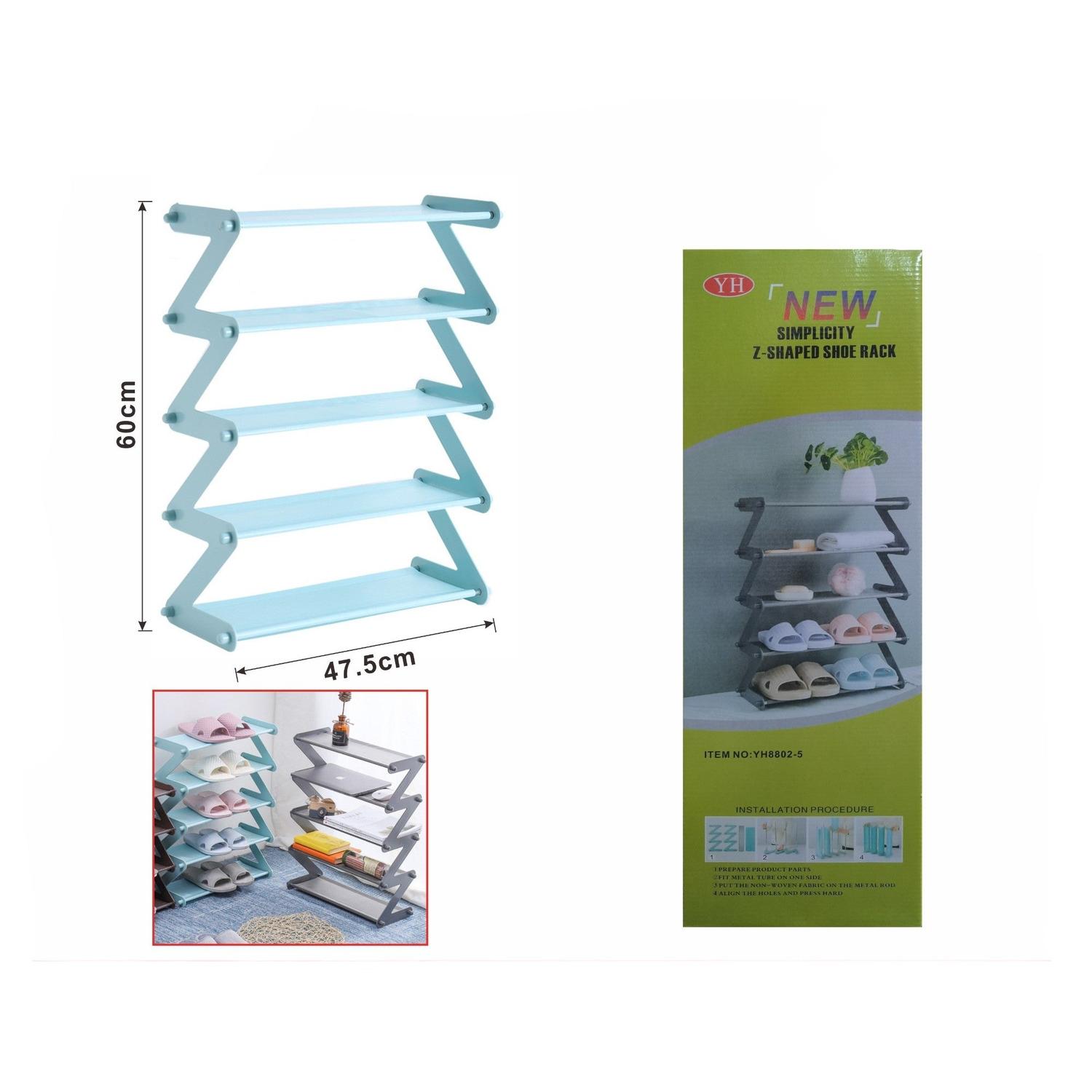 Yh8802-Zapatero En Forma De Z De 5 Capas (Tubo Galvanizado De 9,8 Mm) Yh8802-5 Capas Azul Claro/Rosa