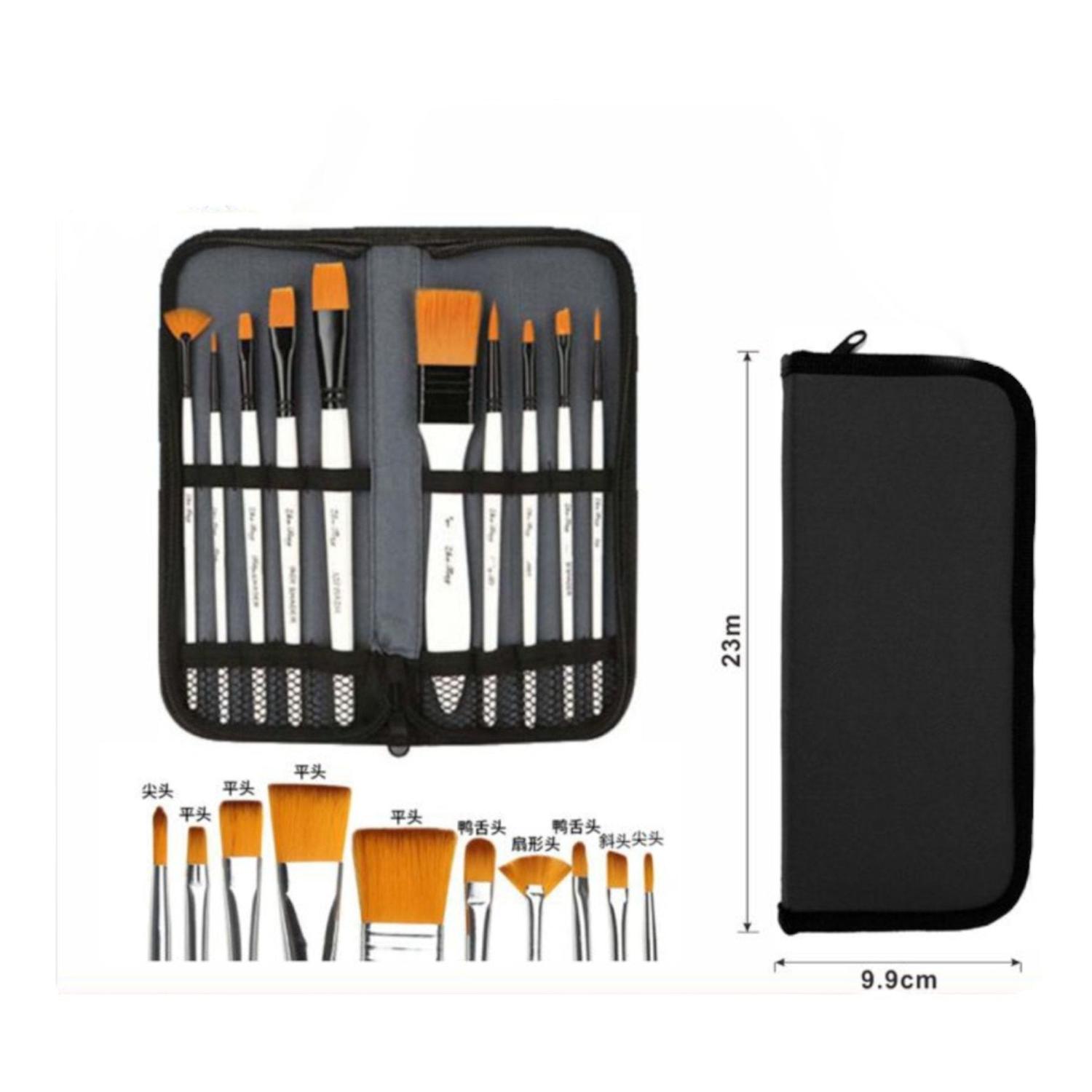 Estuche Con Un Set De 10 Pinceles Para Tecnica Acrilica