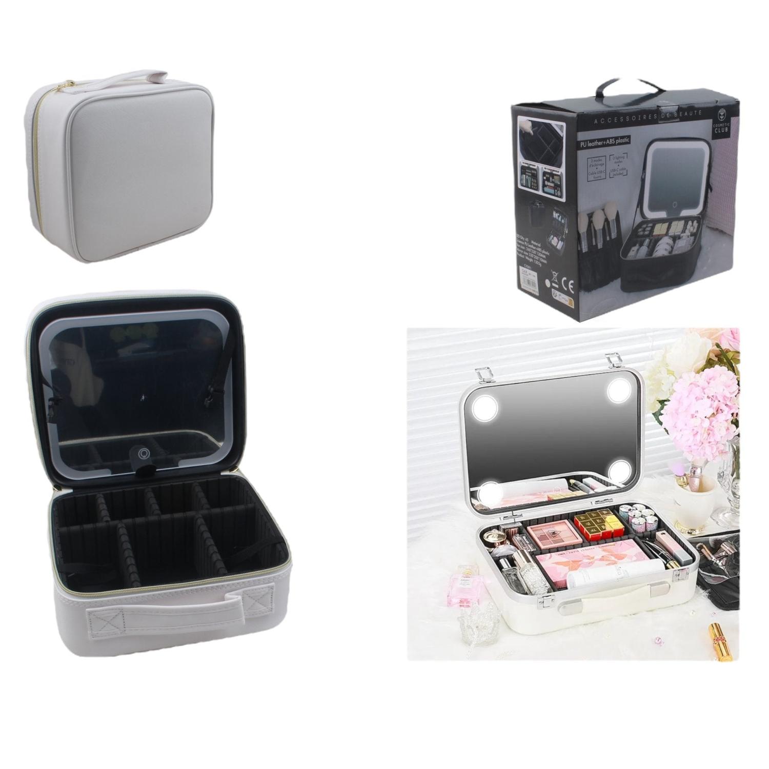 Espejo Con Luz Para Equipaje, Blanco Y Negro Rosa