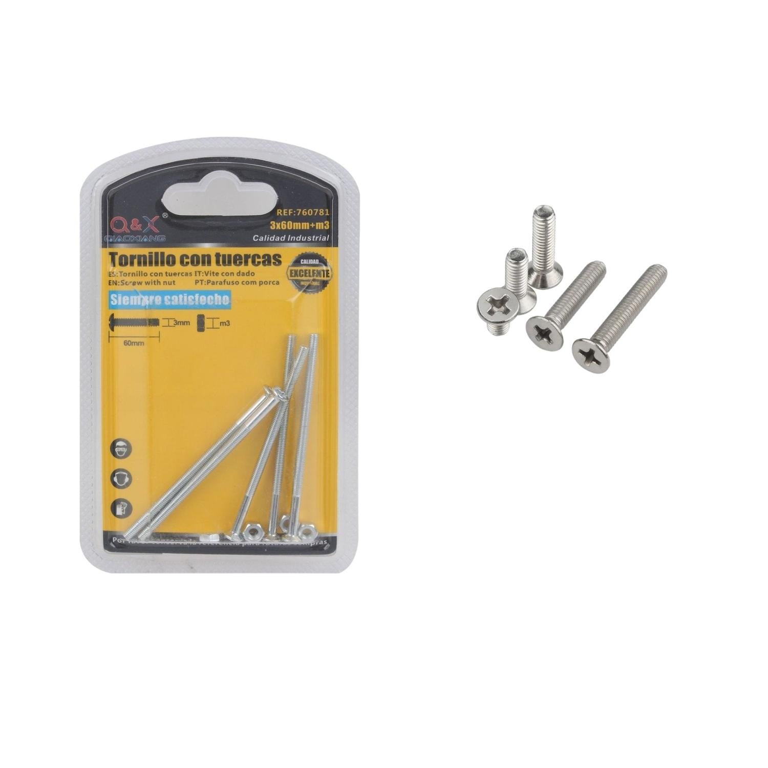 Perno Cruzado Con Tuerca 3*60+M3