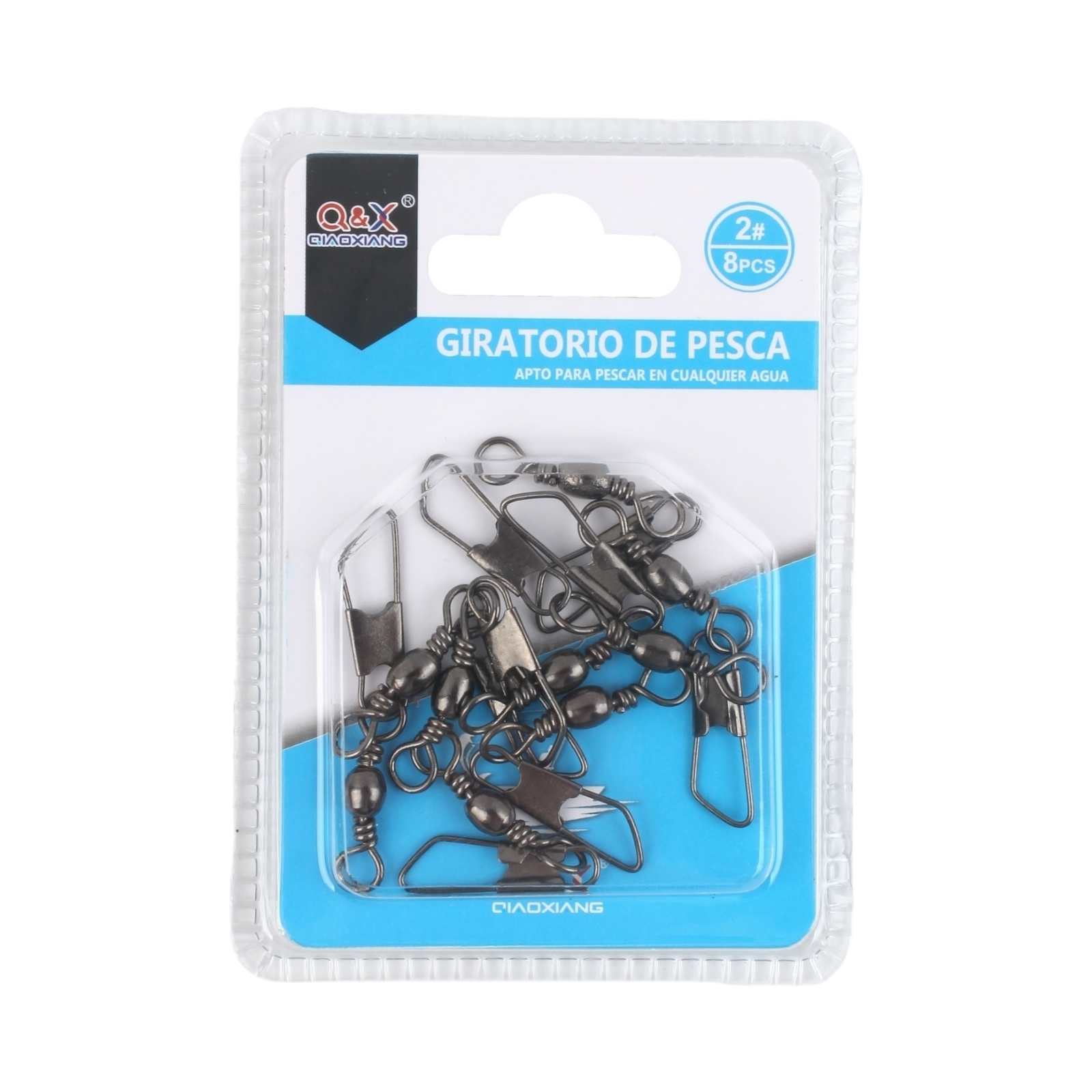 Set 8PCS Giratorio Negro con Broche Tipo A 2 | Accesorio antitorsión para líneas de pesca.