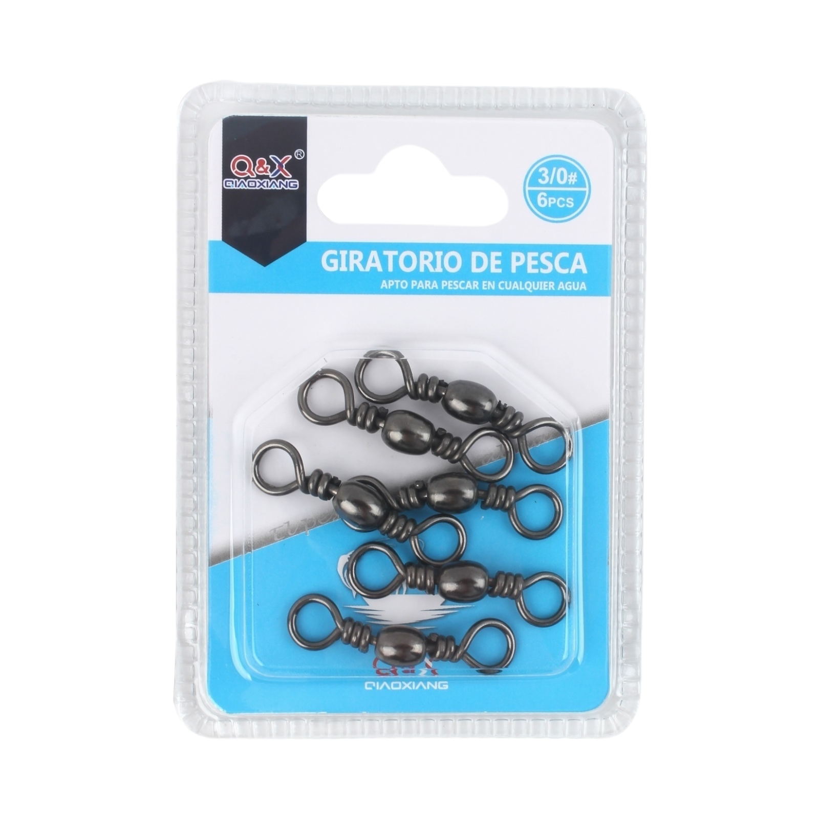 Set 6PCS Giratorio Negro 3/0 | Accesorio duradero que reduce el enredo del hilo.
