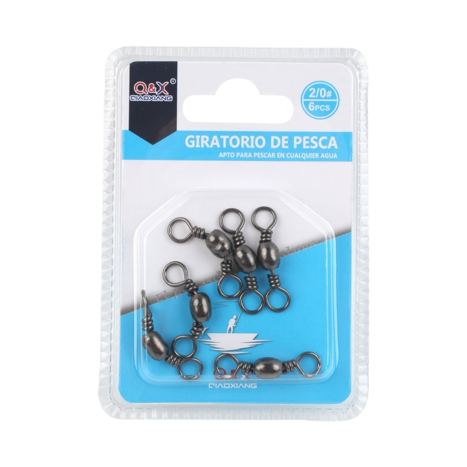 Set 6PCS Giratorio Negro 2/0 | Giratorio de pesca con giro suave y estructura reforzada.