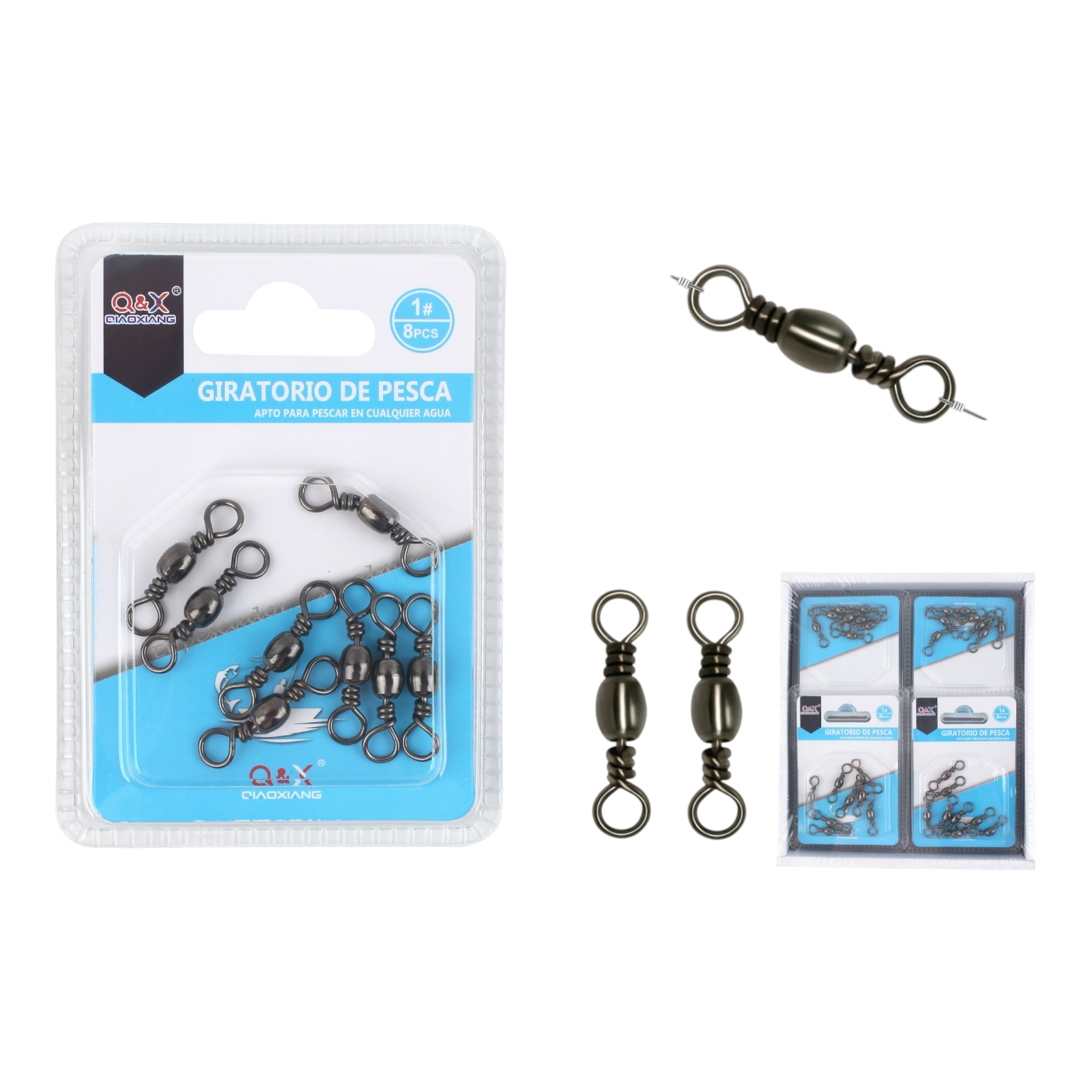 Set 8PCS Giratorio Negro 1 | Giratorio antitorsión con acabado negro mate.