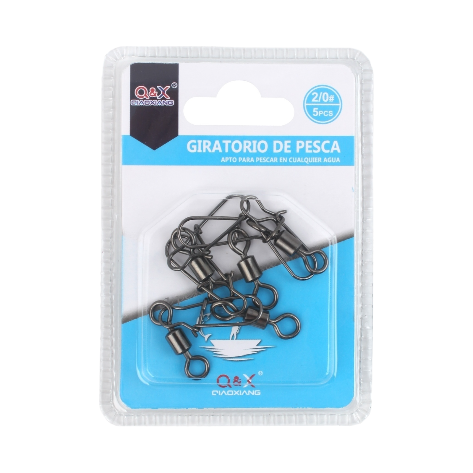 Set 5PCS Giratorio Americano con Broche Reforzado 2/0 | Accesorio ideal para pesca de grandes especies.