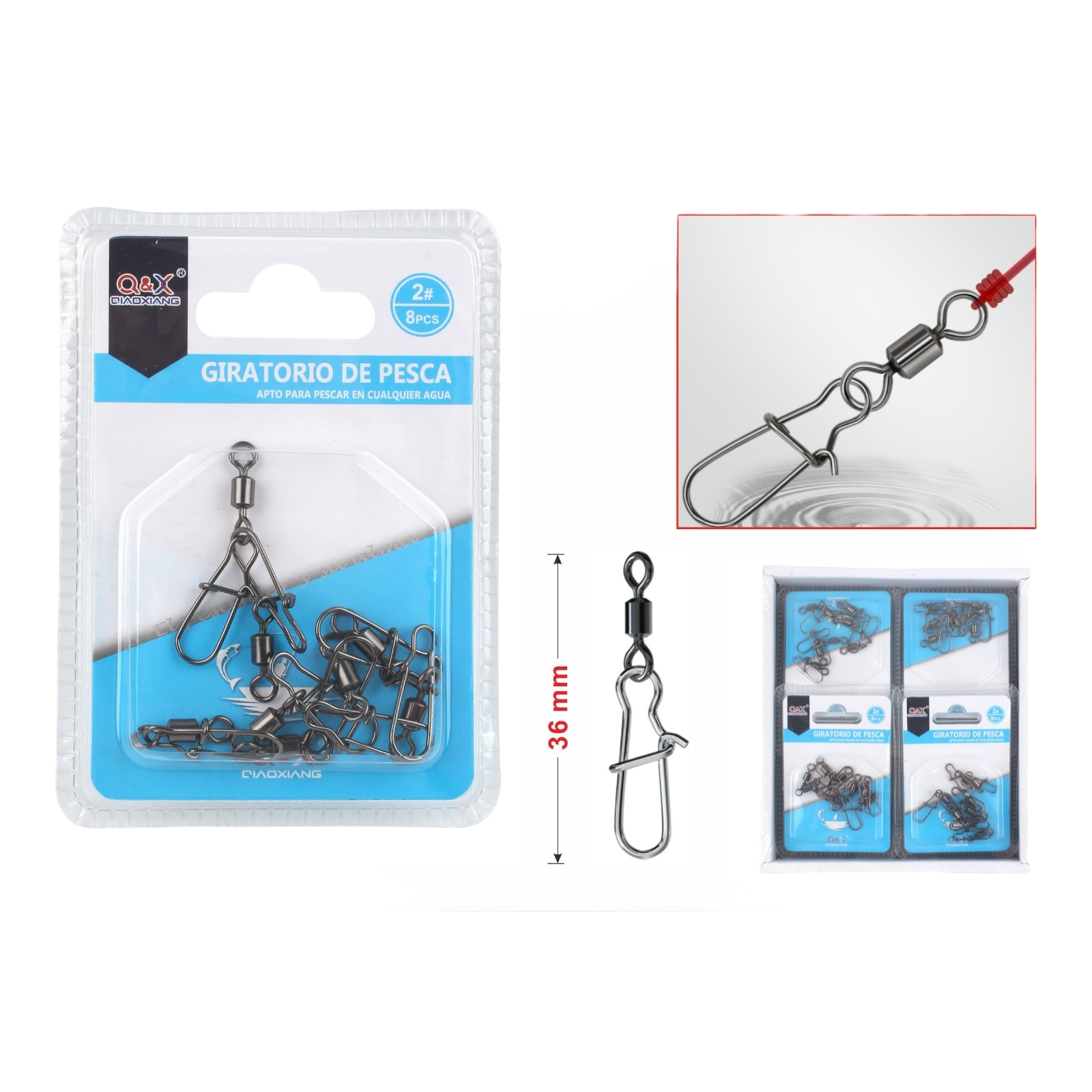 Set 8PCS Giratorio Americano con Broche Reforzado 2 | Alta resistencia, antitorsión y duradero.