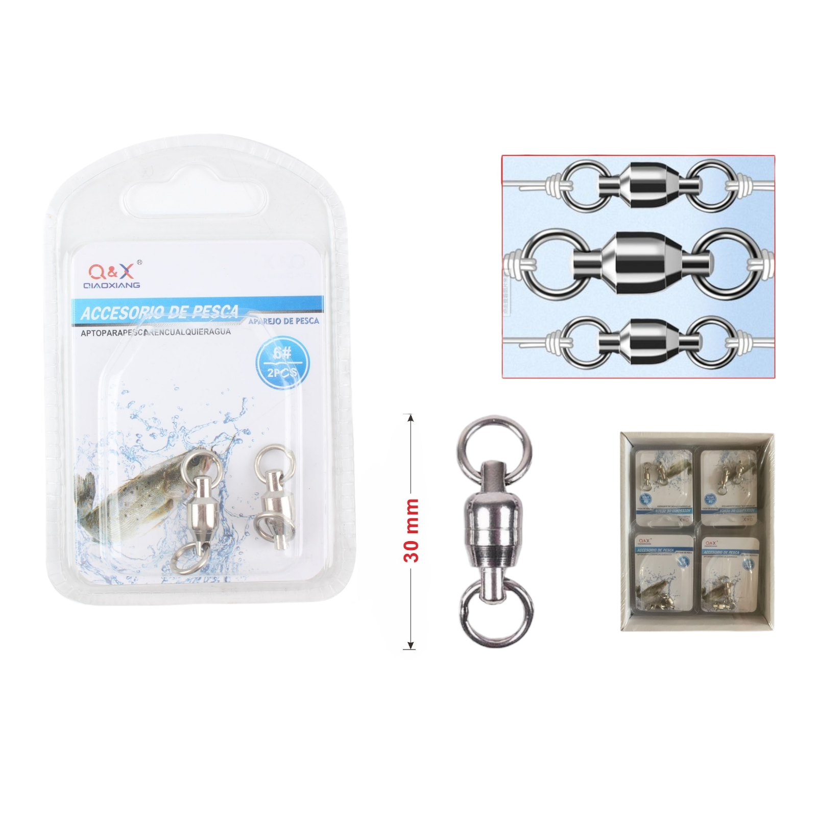 Giratorio con Rodamiento para Grandes Peces 6 2PCS | Alta precisión para capturas exigentes.