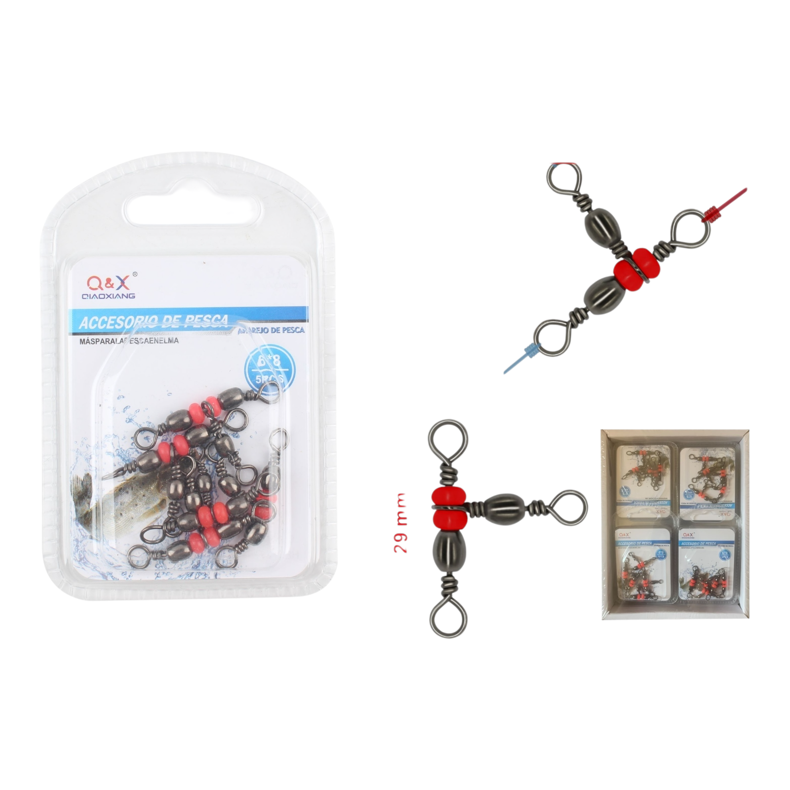 Giratorio Japonés Nuevo Tipo Trébol Negro 6x8 5PCS | Excelente estabilidad en el agua.