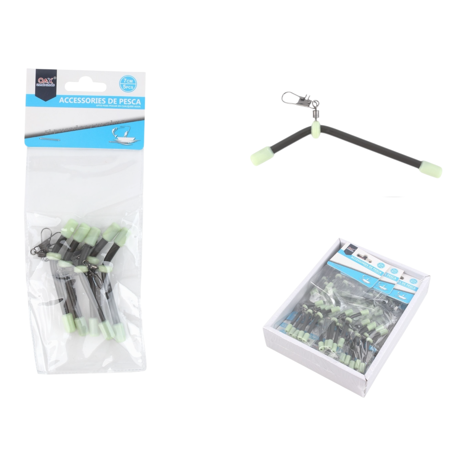 Balanza Curvada Marina con Luz 7cm 5PCS | Diseñada para pesca nocturna precisa.