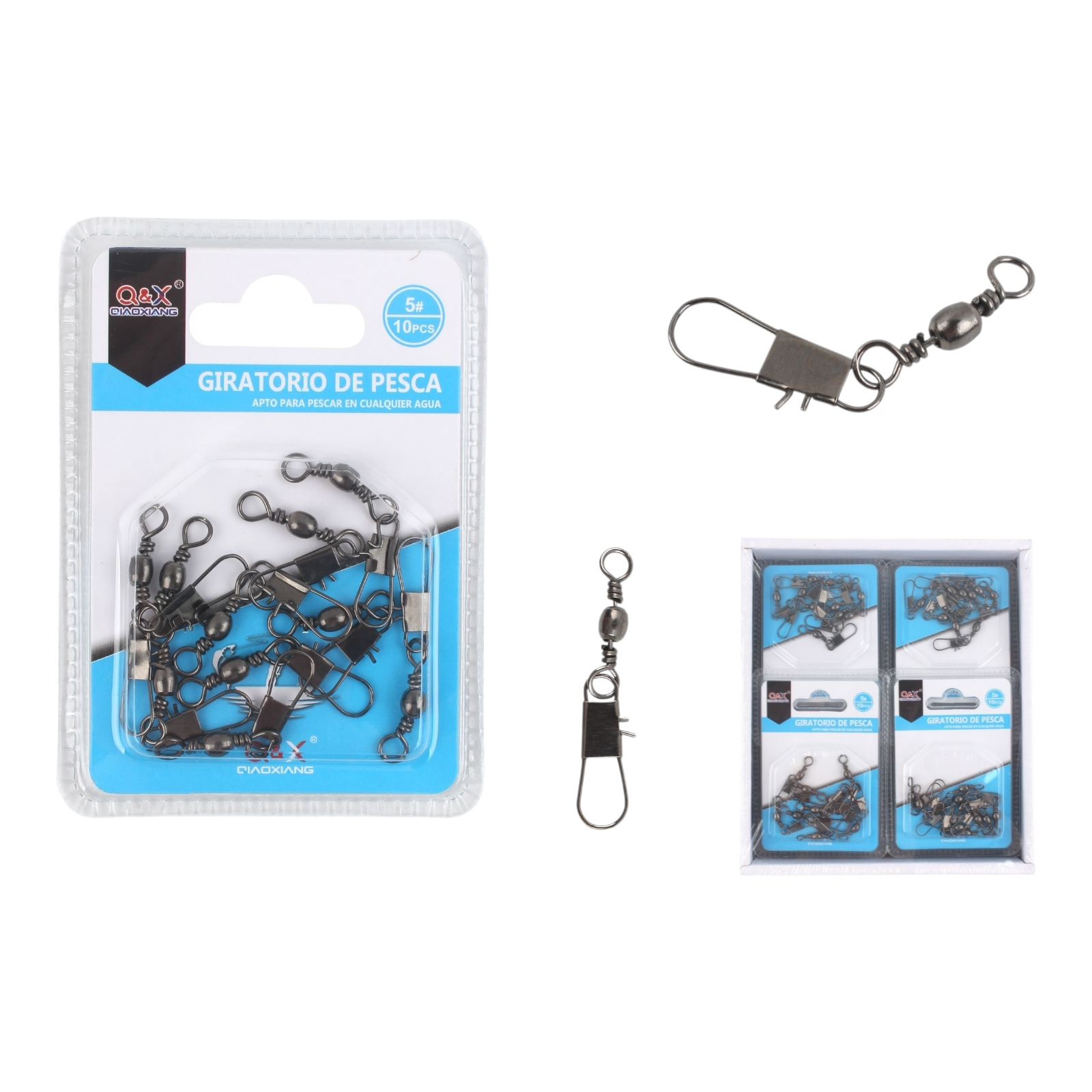 Giratorio Negro con Broche Tipo B 5 10PCS | Antienredo, uso prolongado.