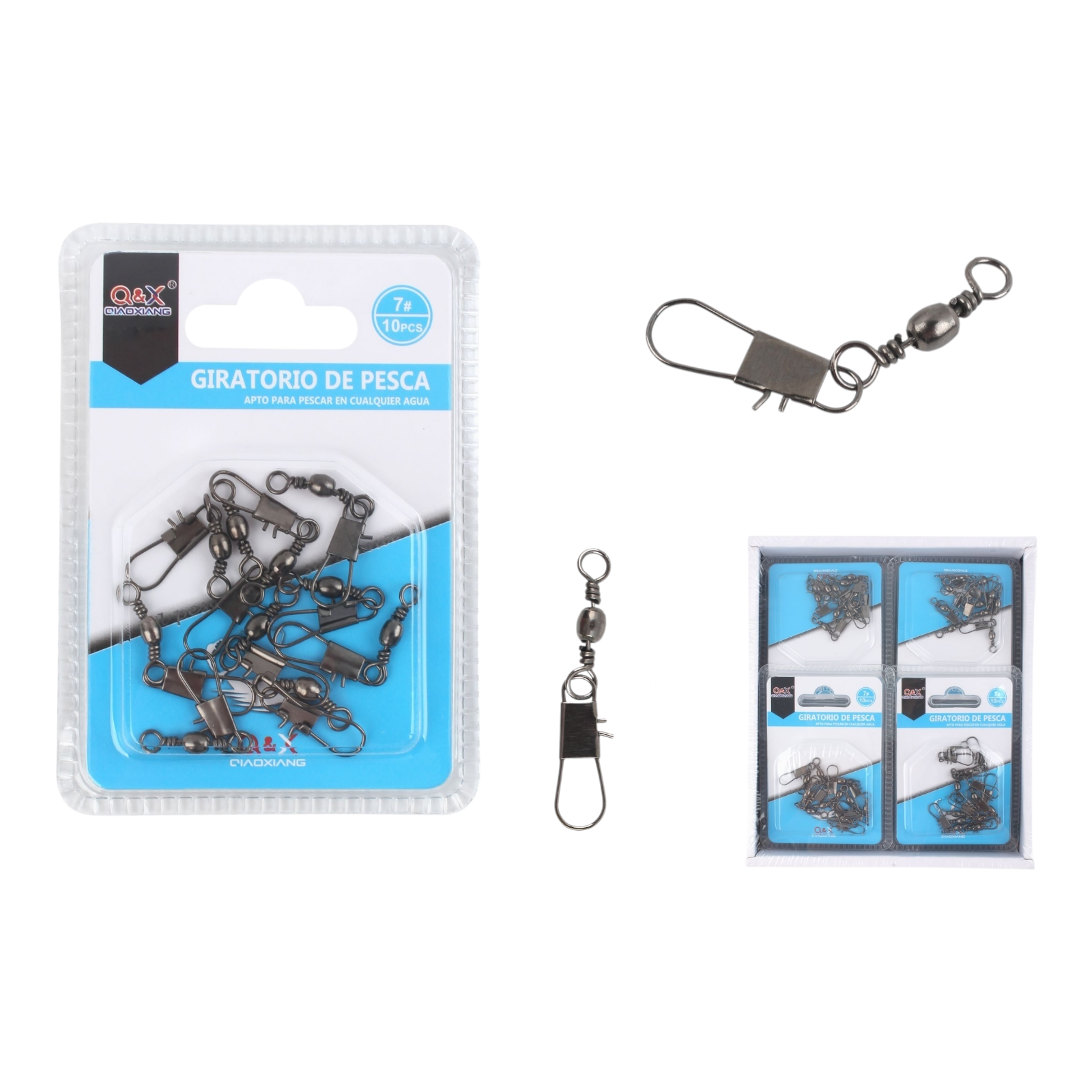 Giratorio Negro con Broche Tipo B 7 10PCS | Resistente y práctico.