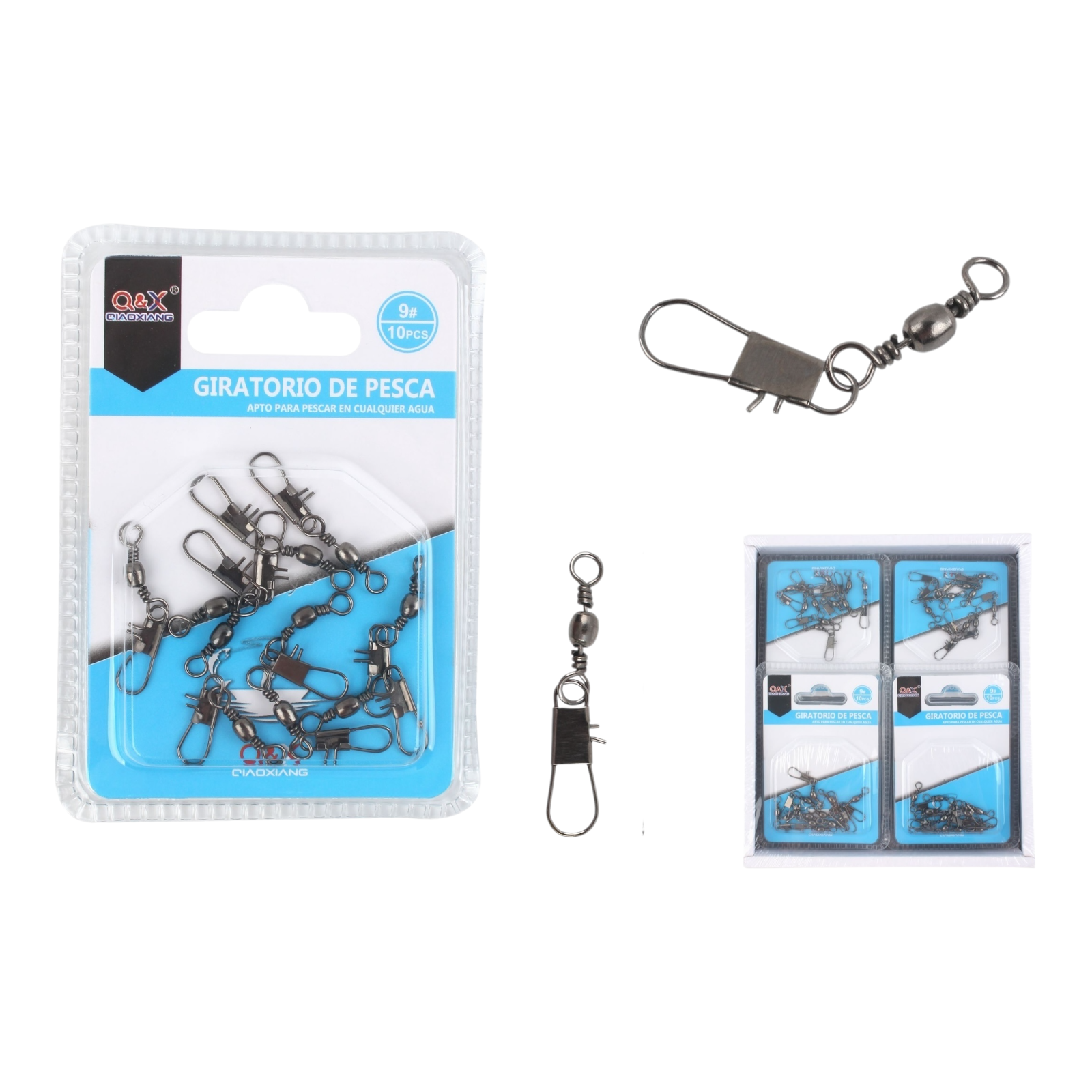 Giratorio Negro con Broche Tipo B 9 10PCS | Ideal para líneas medianas.