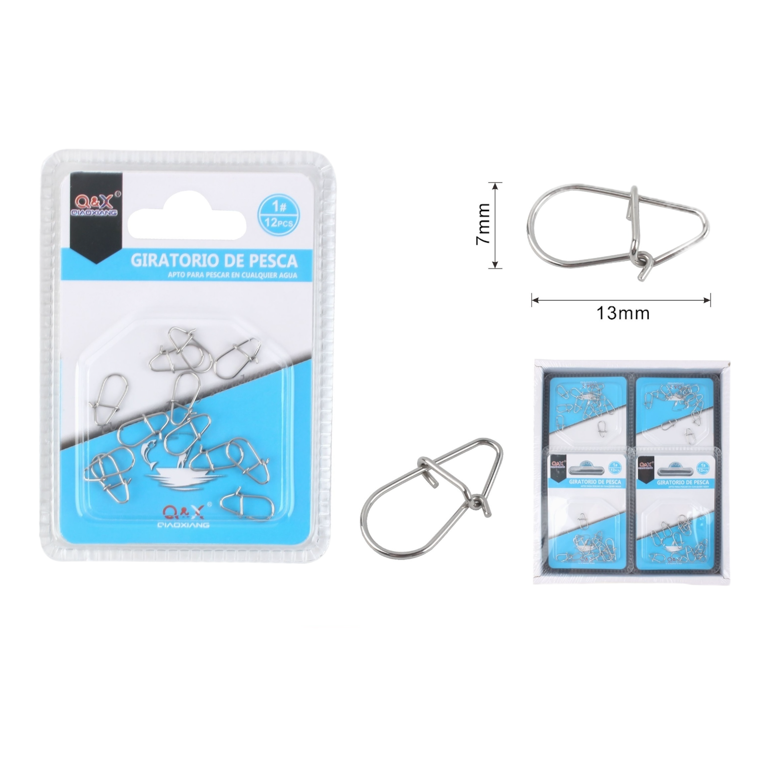 Conector de Pesca con Broche Tipo Calabaza 1 12PCS | Ideal para agua dulce y salada.