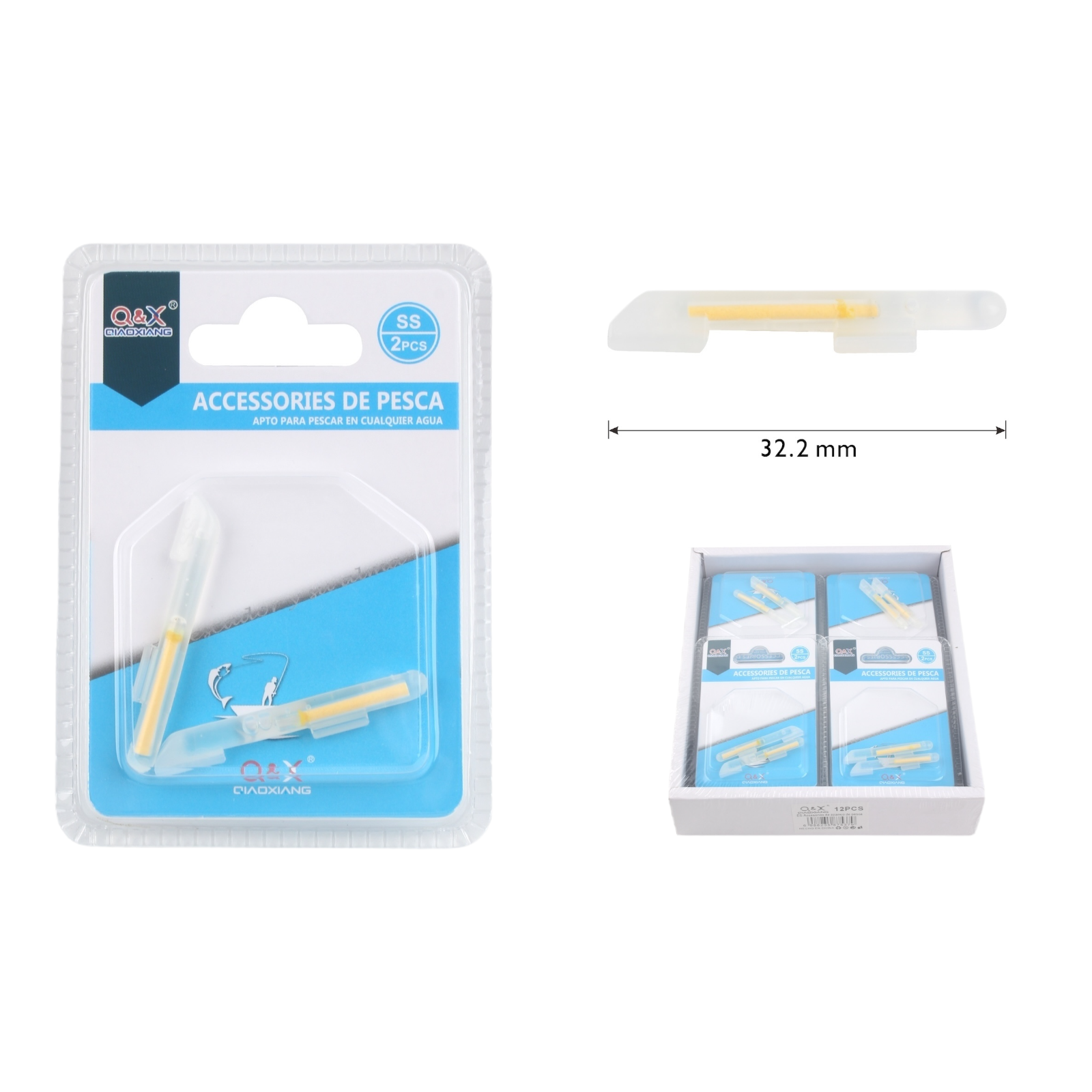 Barras Luminosas con Base 2S 32.2mm 2PCS | Repuesto ideal para pesca de noche.