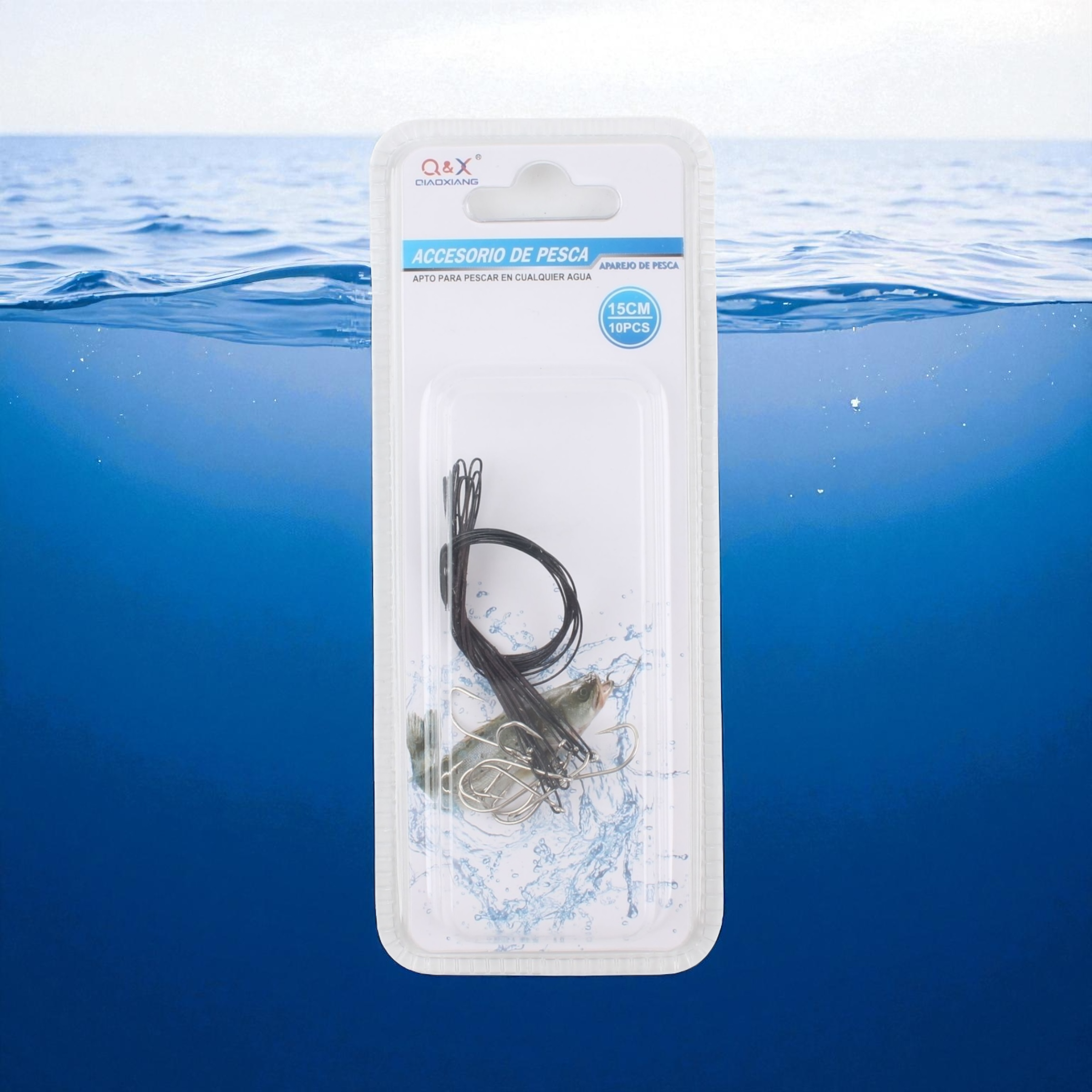 Anzuelo con Cable de Acero Negro 15cm | Qiaoxiang