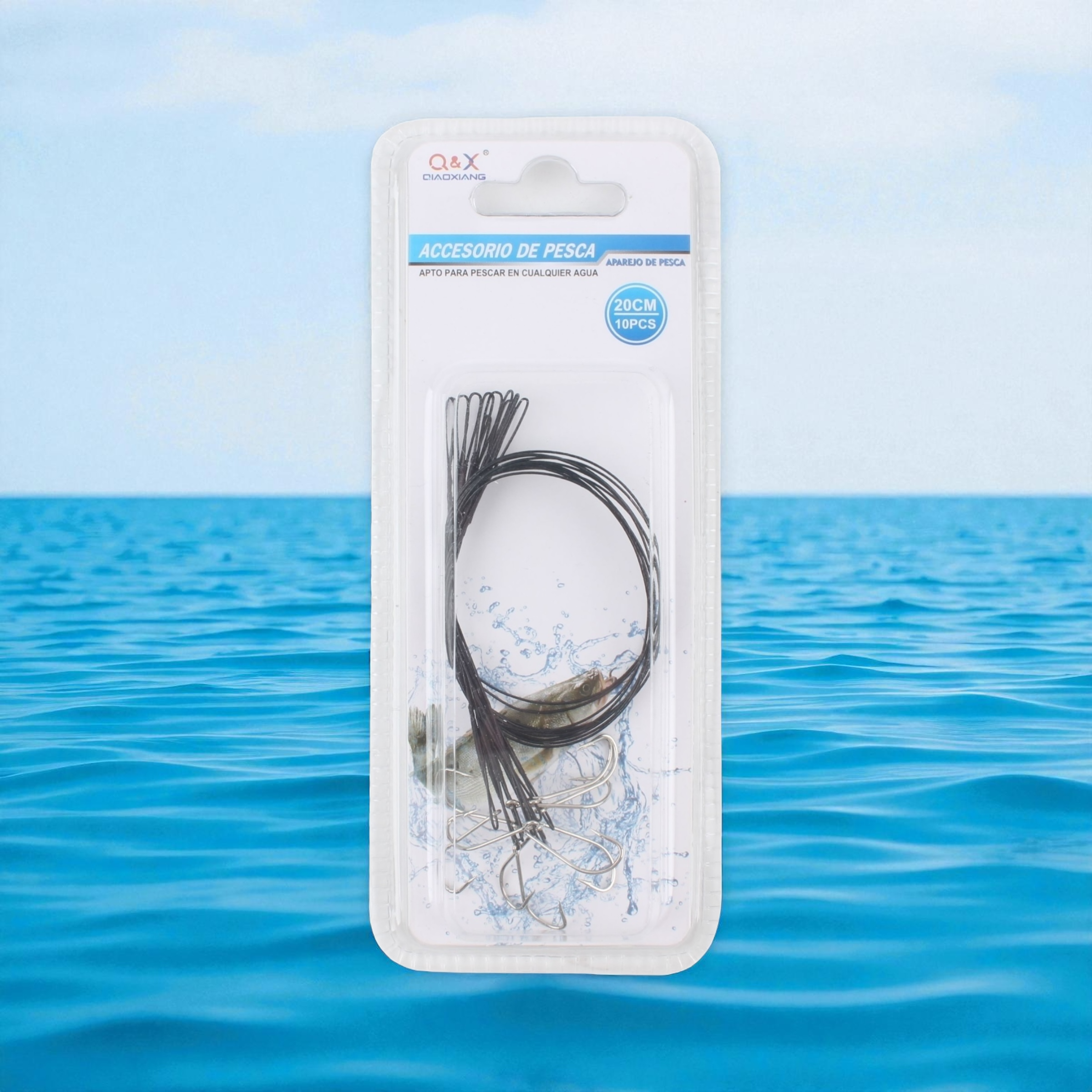 Anzuelo con Cable de Acero Negro 20cm | Qiaoxiang