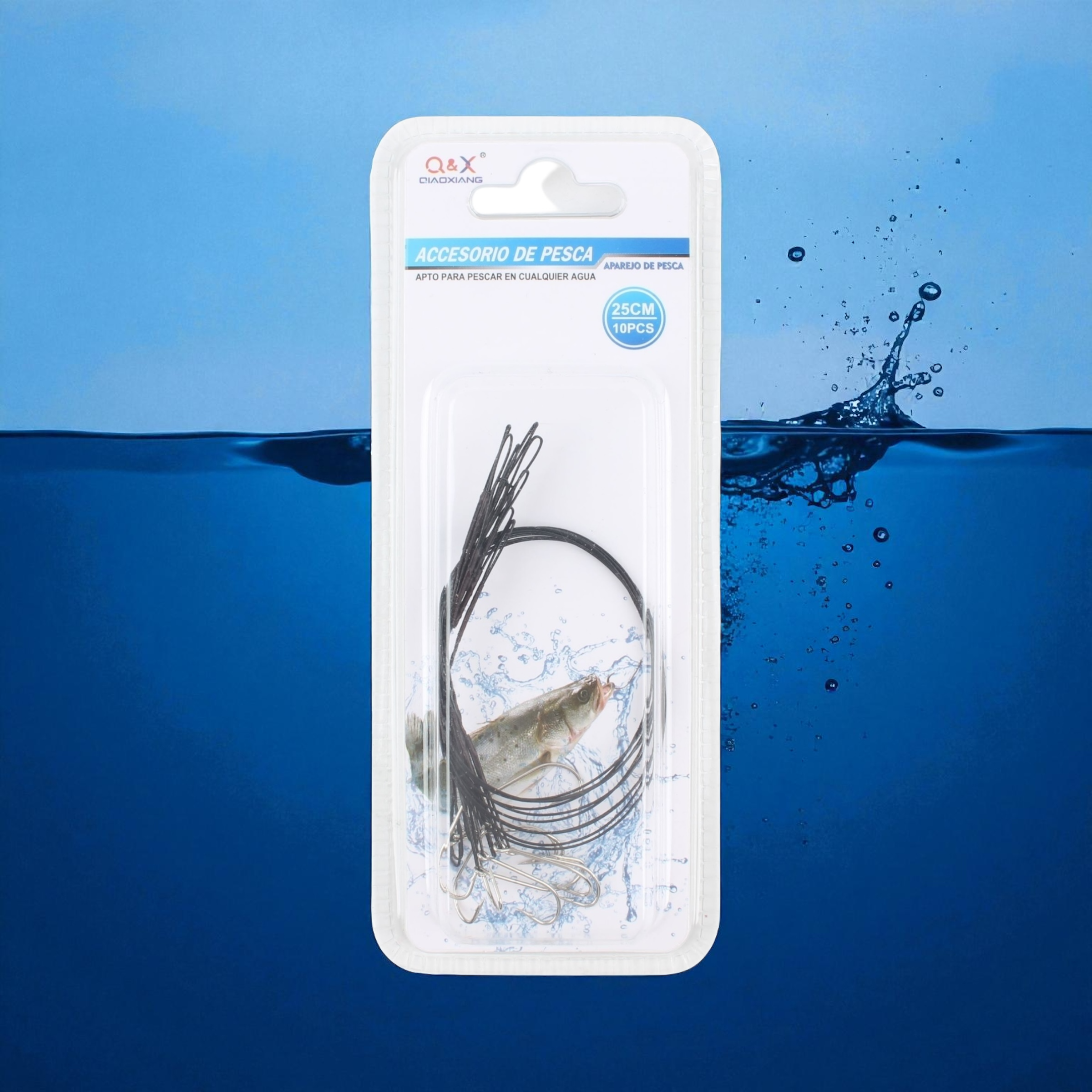 Anzuelo con Cable de Acero Negro 25cm | Qiaoxiang