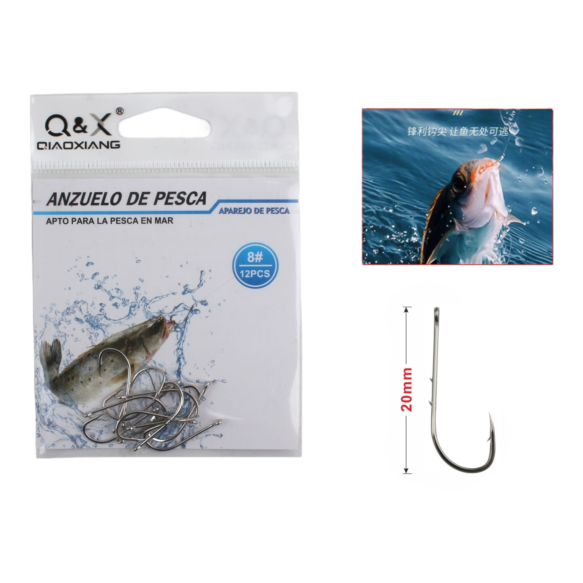 Anzuelo con Púa Blanco 8 | Qiaoxiang