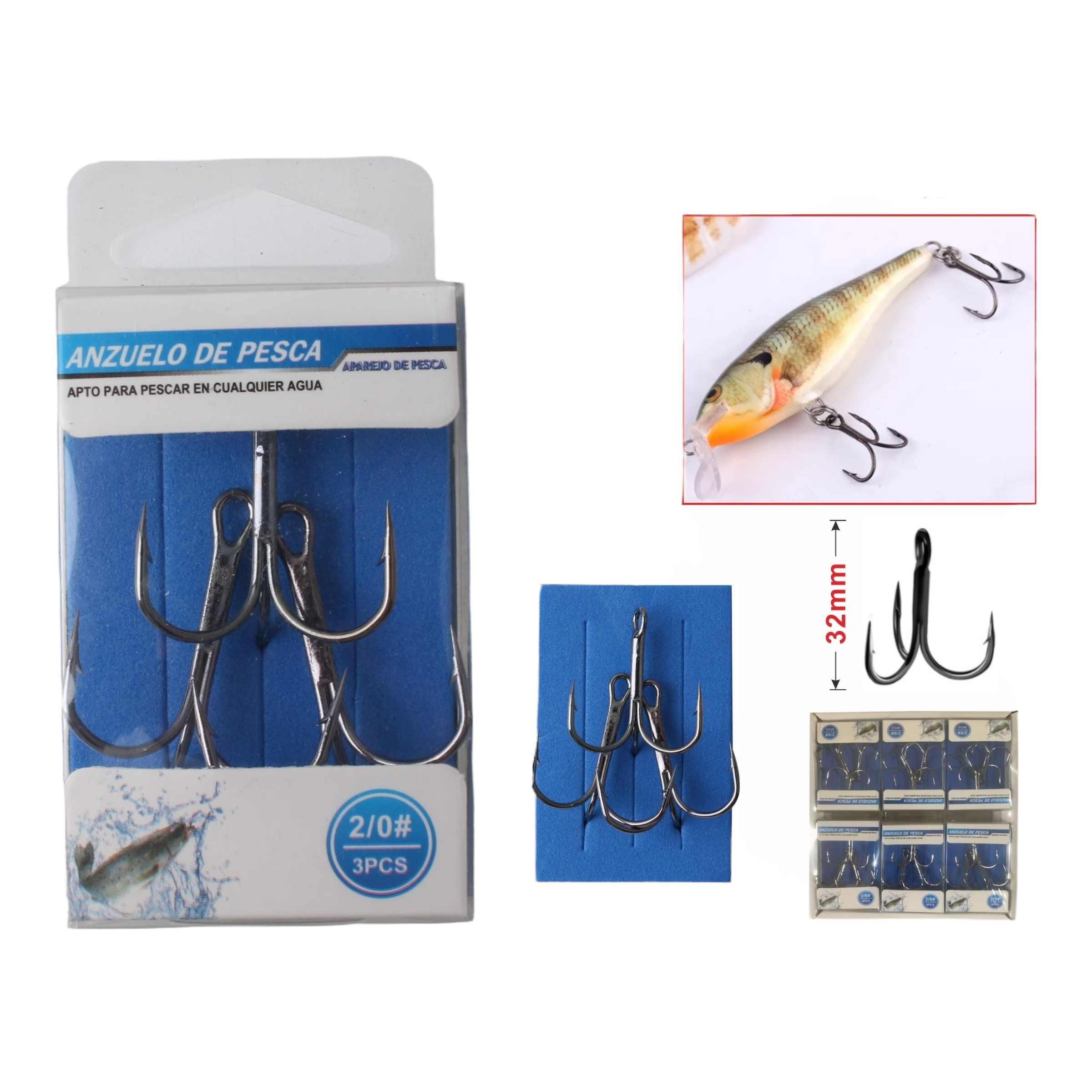 Anzuelo Triple Redondo 2/0 | Qiaoxiang