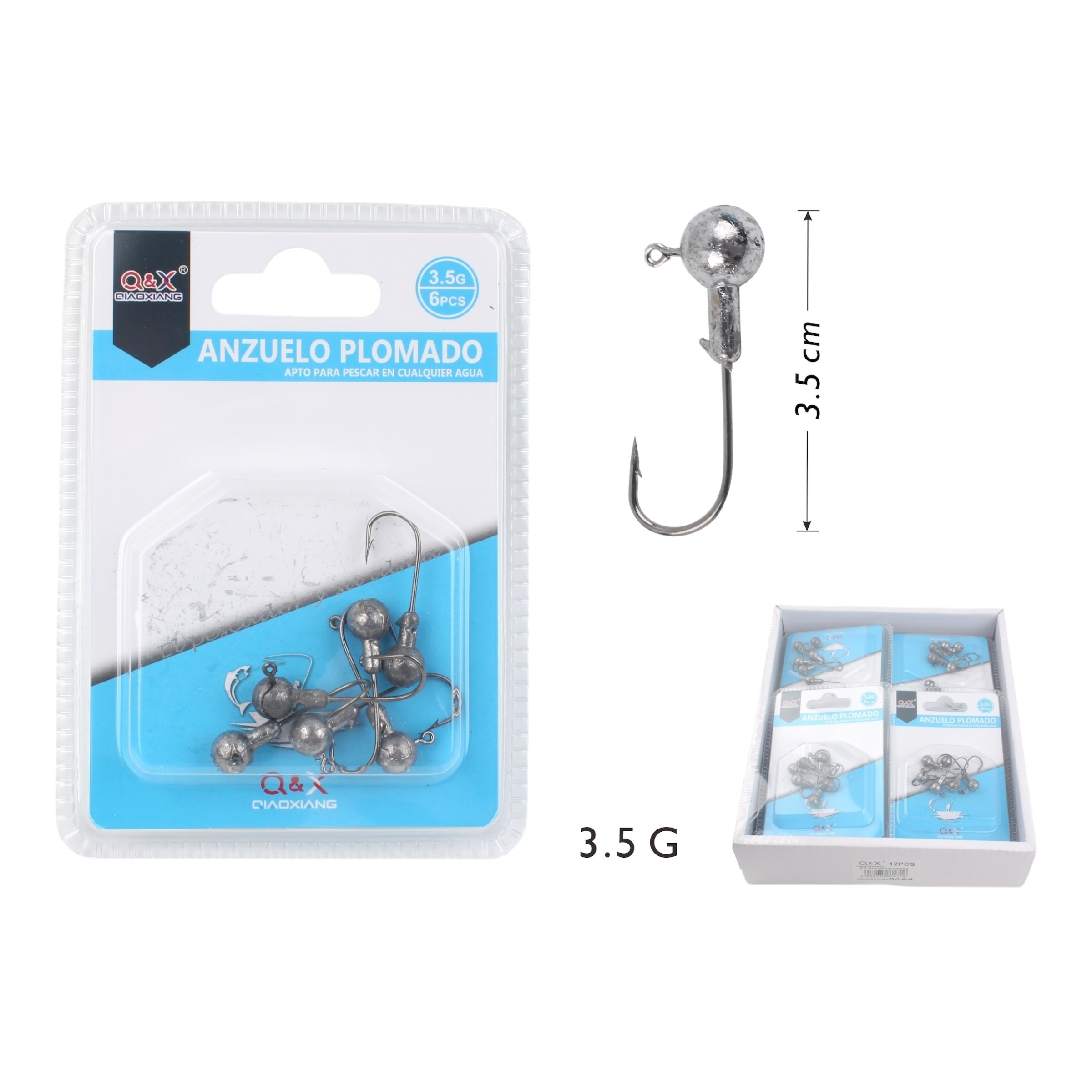 Anzuelo Plomado Redondo 3.5g | Qiaoxiang