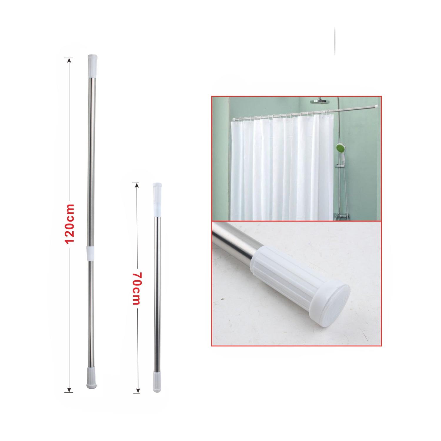 Barra de cortina de bano de acero inoxidable blanca 70-120 (bolsa OPP)