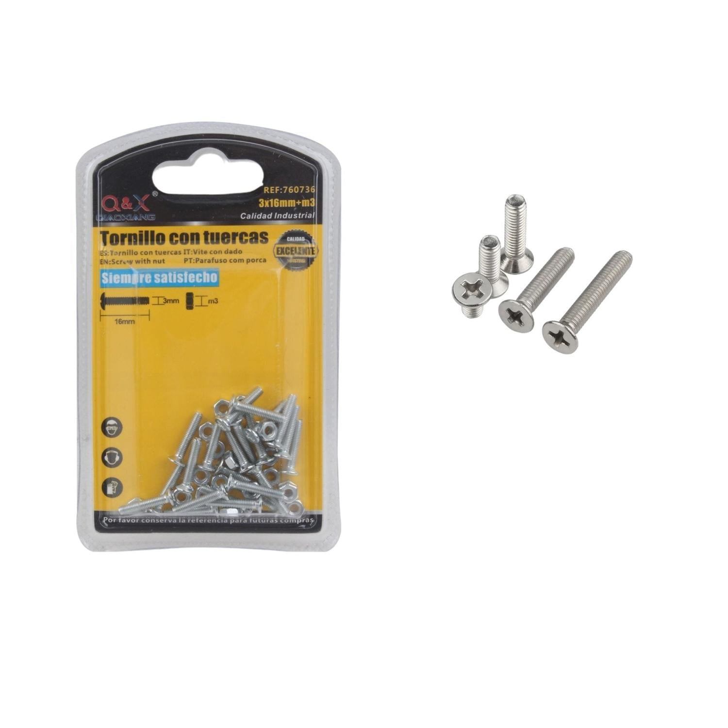 Perno Cruzado Con Tuerca 3*16+M3