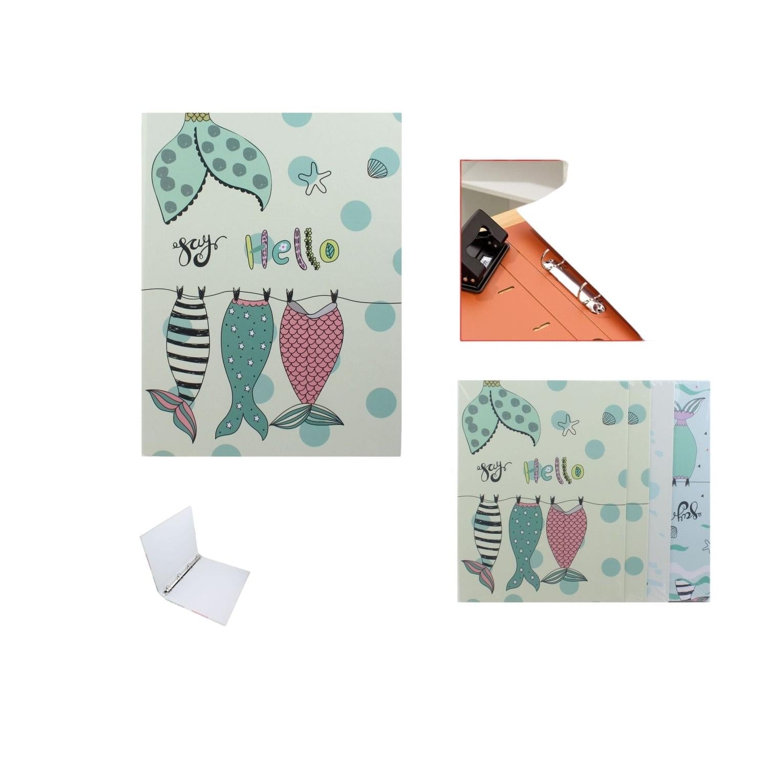 Carpeta Qiaoxiang de 4 anillas - Diseño "Hello Sirena"