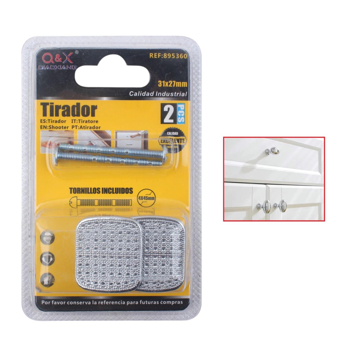 Mango Tirador Cuadrado Plateado para Mueble