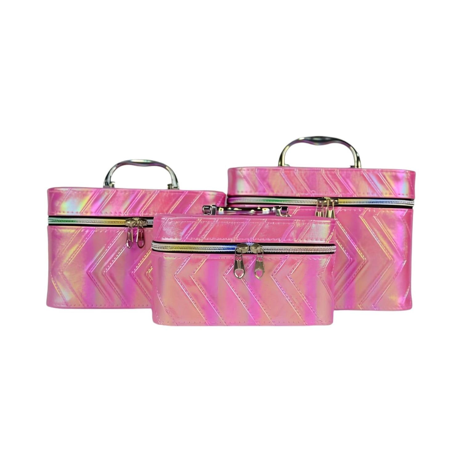 Estuches para artículos de maquillaje zigzag efecto tornasol