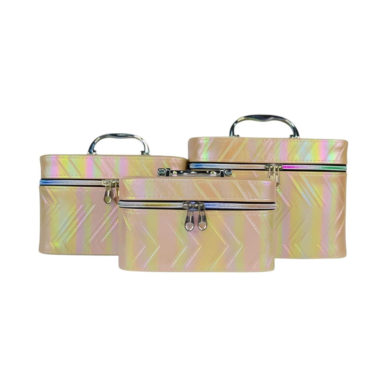 Estuches para artículos de maquillaje zigzag efecto tornasol