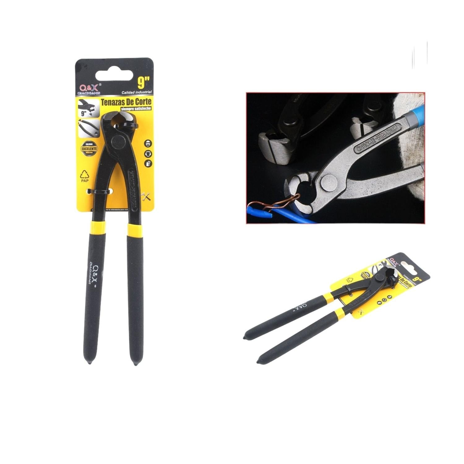 Alicates Para Sujetar Cables Pulidos Negros De 9 Pulgadas Mango De Pl¨¢stico Ba?ado En Dos Colores