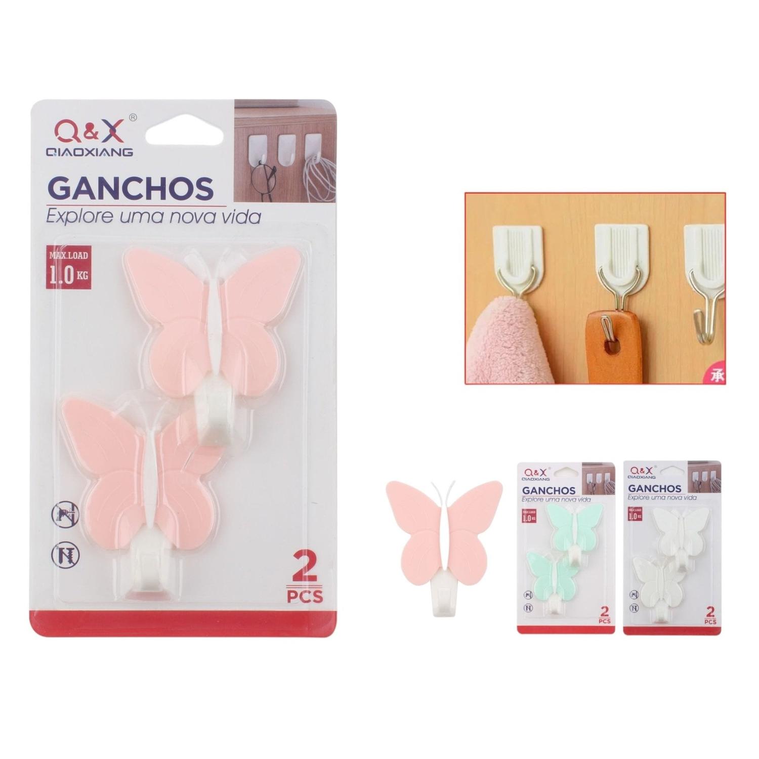 S-10991-N Gancho Adhesivo Mariposa Color Simple Tamaño Grande 2 Piezas