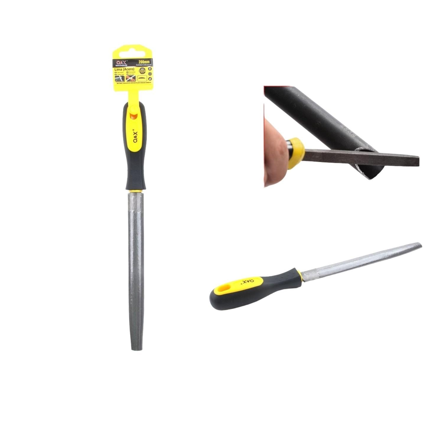 Lima De Acero Semicircular Con Mango De Doble Color De 8 Pulgadas