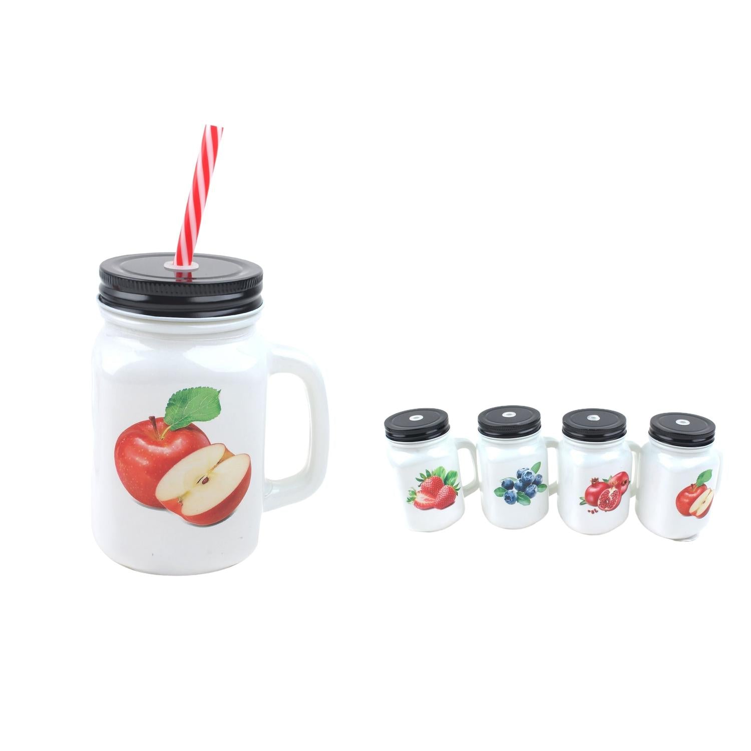 Media Fruta Blanca No 4 Gorro Negro + Pajita 10,5 (7,7)*13,4 Cm/500 Ml