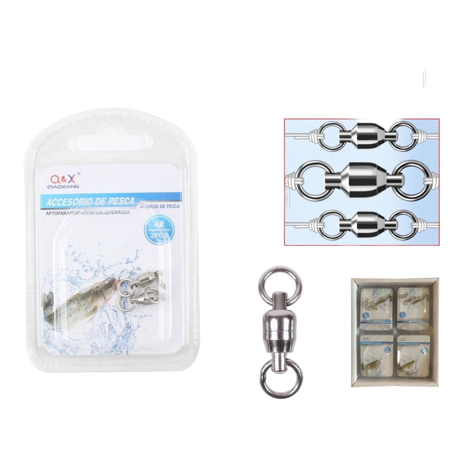 (Accesorios De Artes De Pesca) Dawu Rodamiento Giratorio 4# 2Pcs