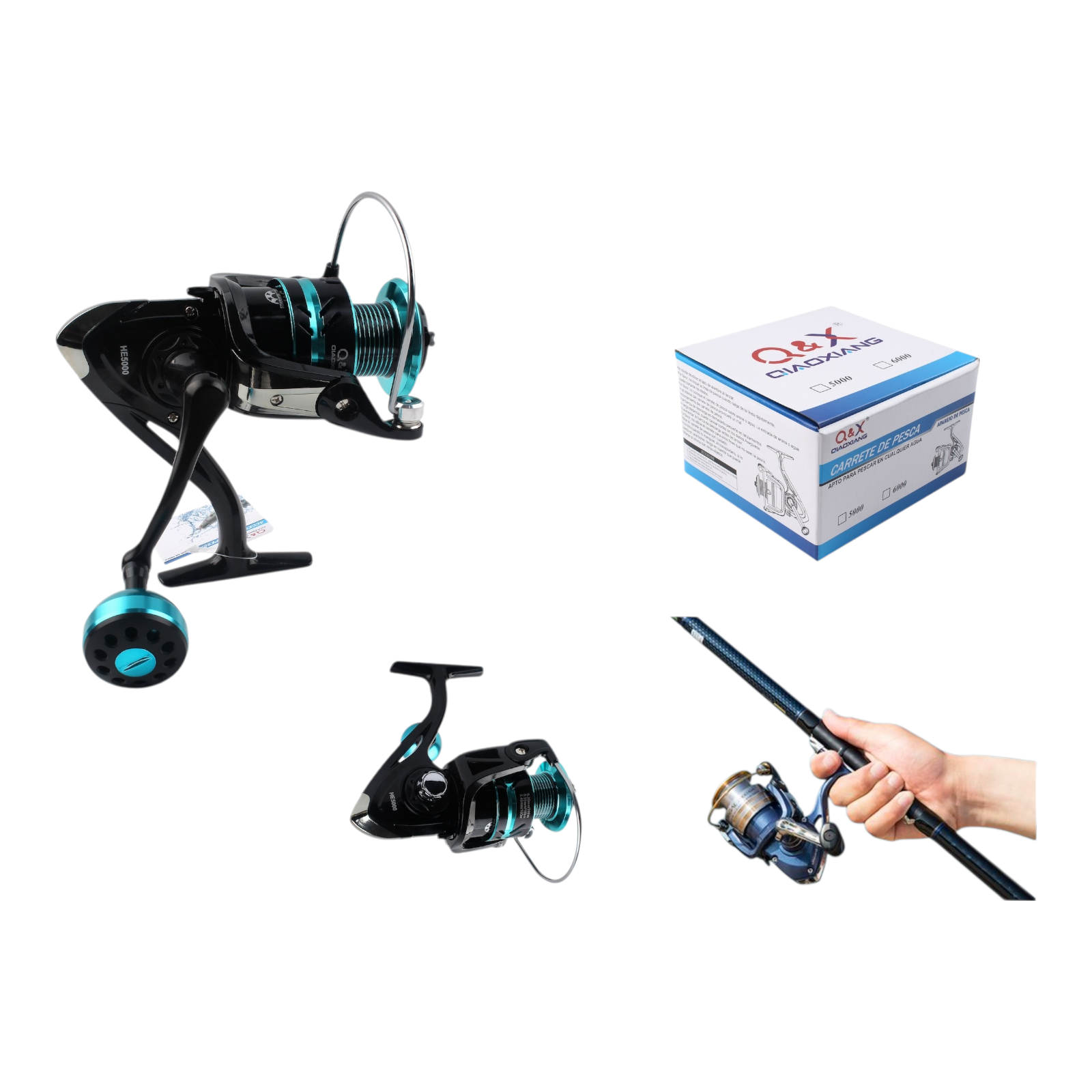 Carrete de Pesca Metálico HE5000 (Agua Dulce / Manivela Metálica Redonda) | Qiaoxiang