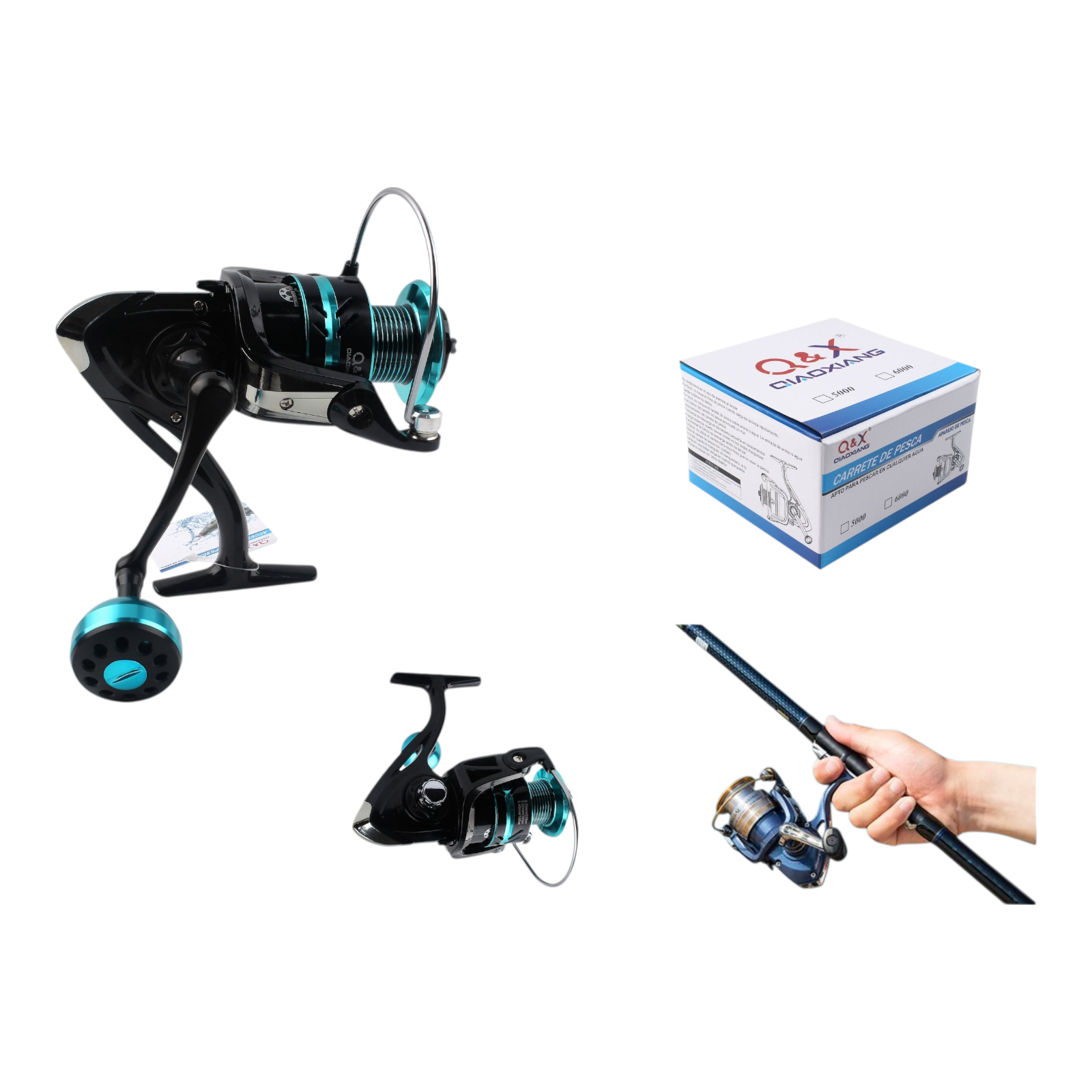 Carrete de Pesca Metálico HE6000 (Agua Dulce / Manivela Metálica Redonda) | Qiaoxiang