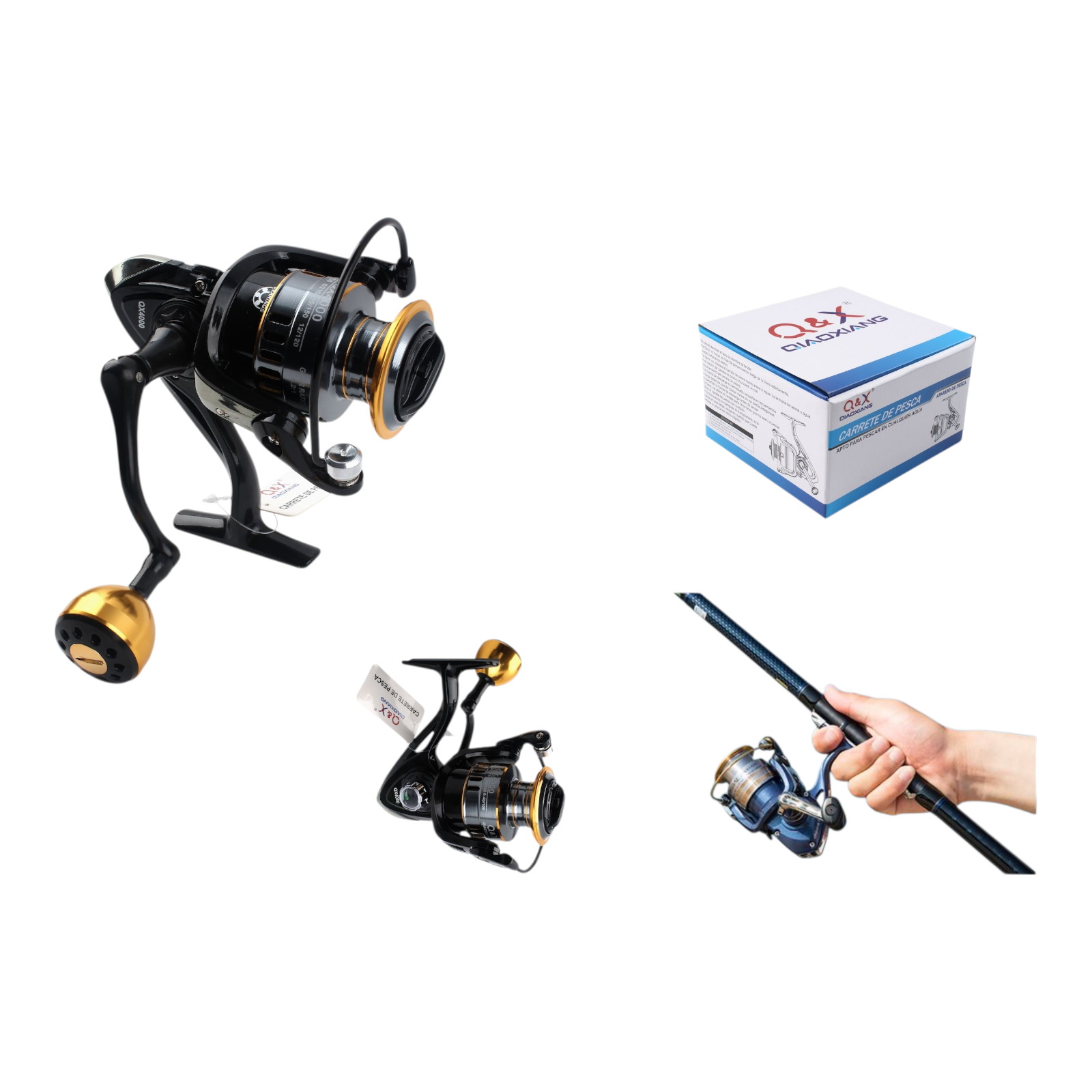 Carrete de Pesca Metálico QX4000 (Versión Estándar / Manivela Plástica Redonda) | Qiaoxiang