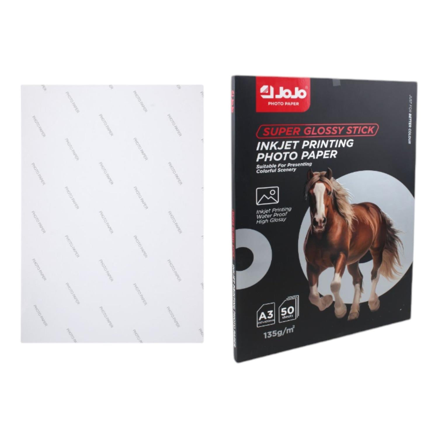 Papel Fotográfico Con Reverso Adhesivo De Alto Brillo De 135 G, Caja En Color, A3, 50 Hojas