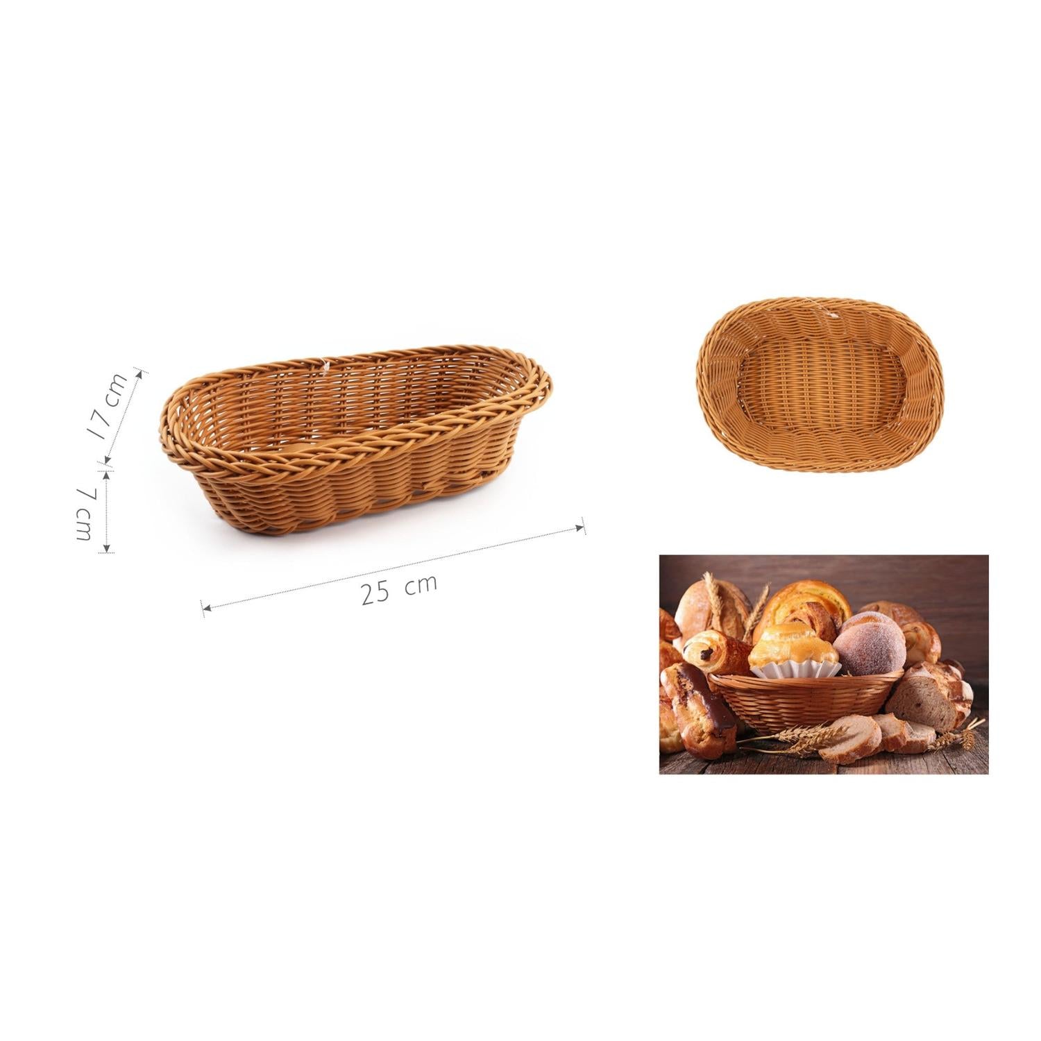Cesta de mimbre para pan 25 x 17 x 7 cm