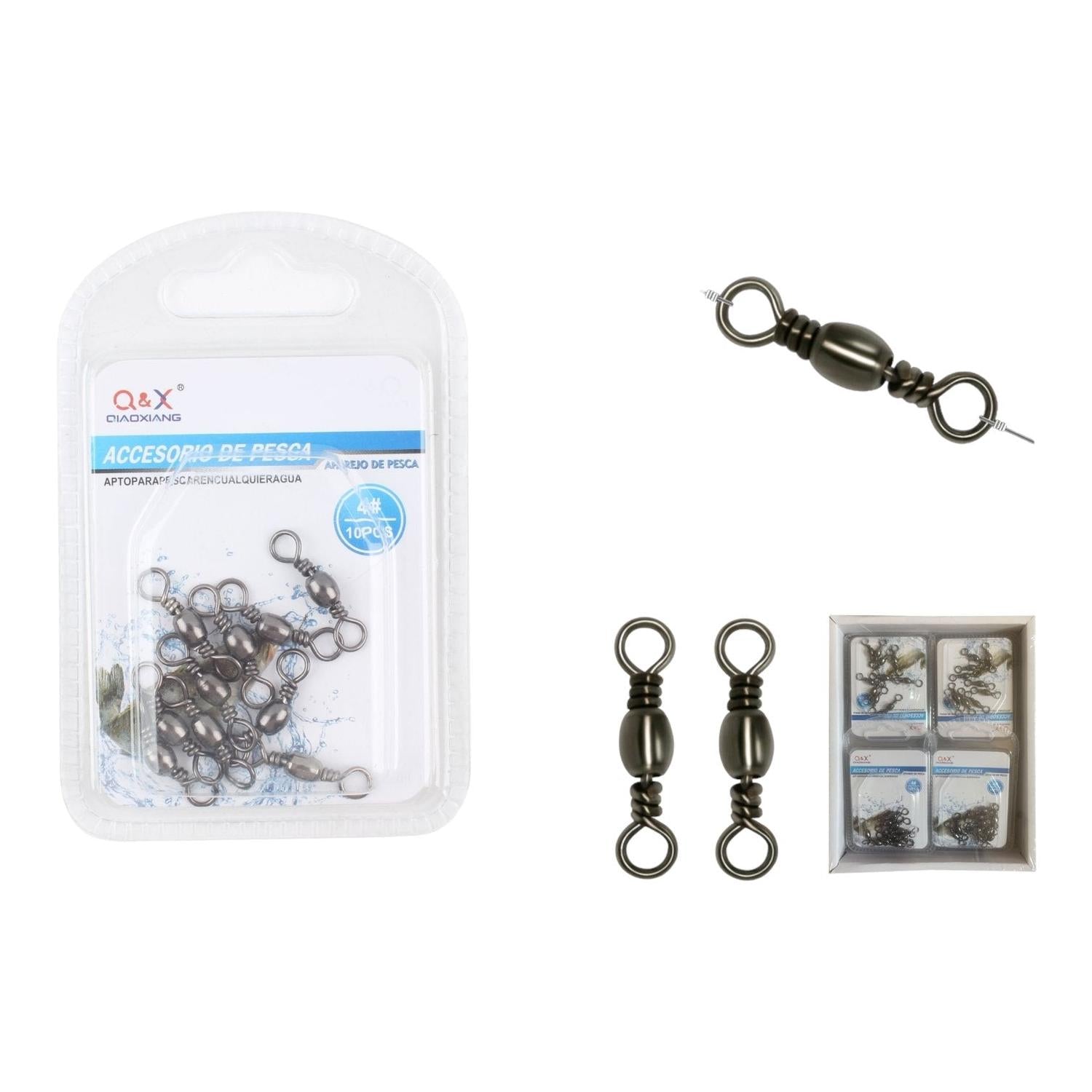 (Accesorios Para Artes De Pesca) Giratorio Conformado Negro 4# 10Pcs