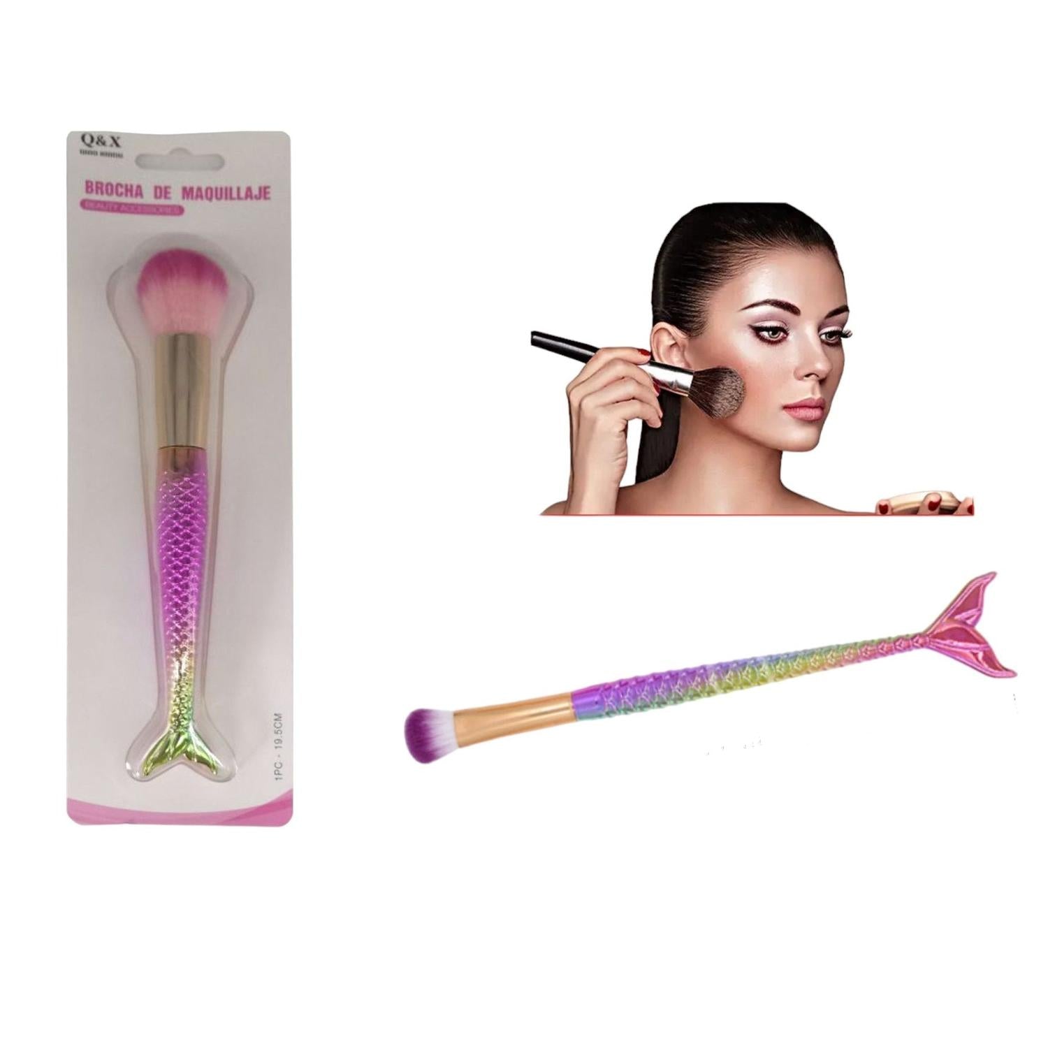 Brochas Para Maquillaje Forma De Sirena, Con Corte Redondeado 19Cm