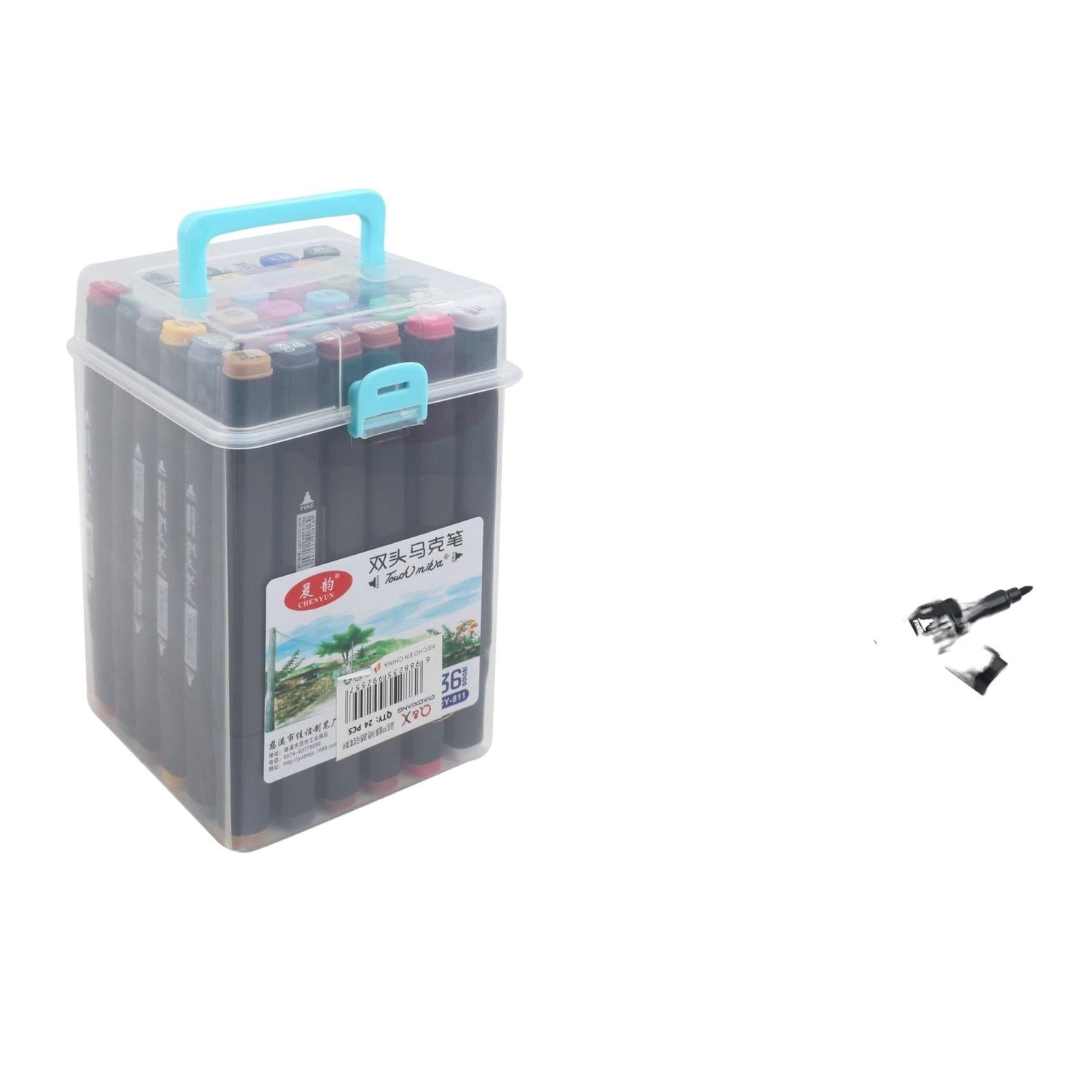 Caja De Pp, 36 Colores, Rotulador Oleoso, Barra Negra.